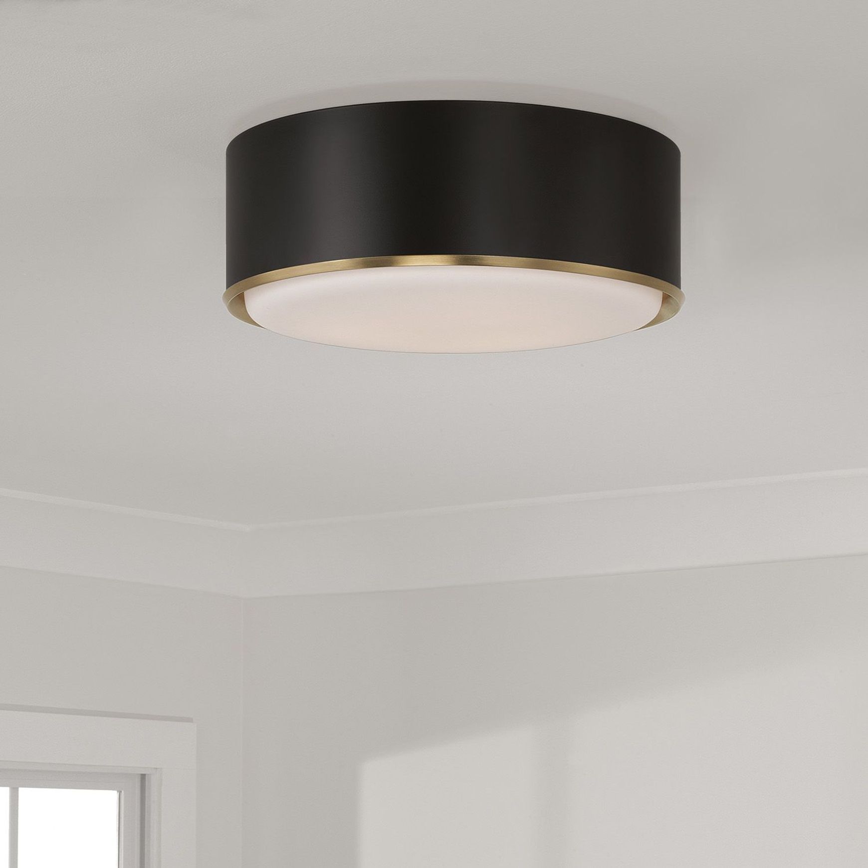 Swell 3 Light Flush Mount in Matte Brass & Black