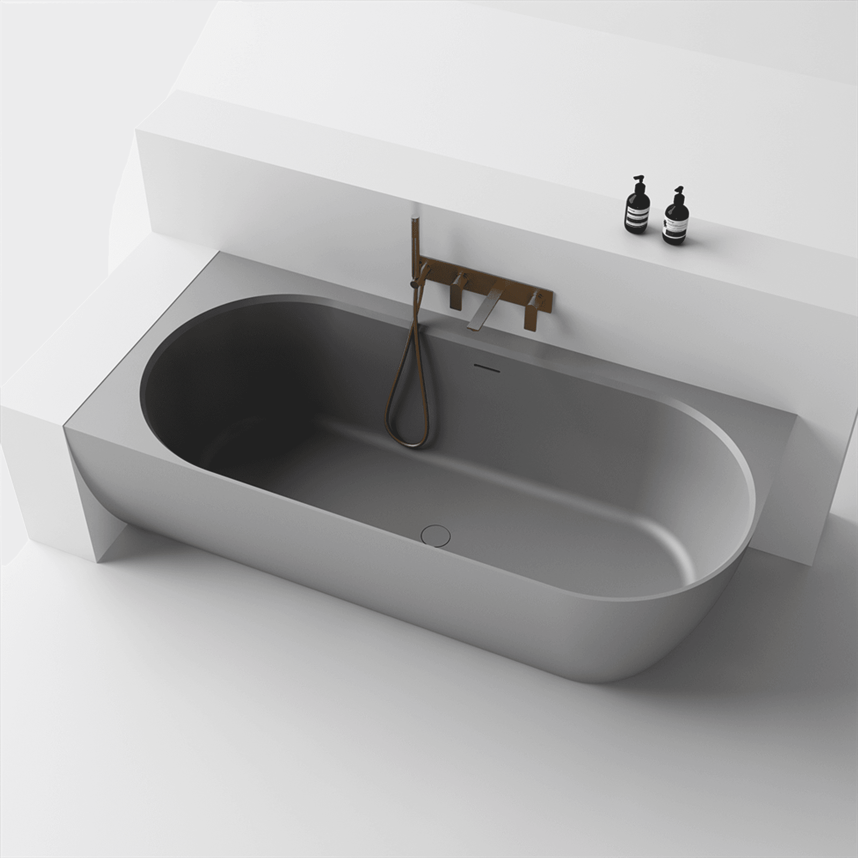 Justina Back-to-Corner Stone Baths - 1750mm