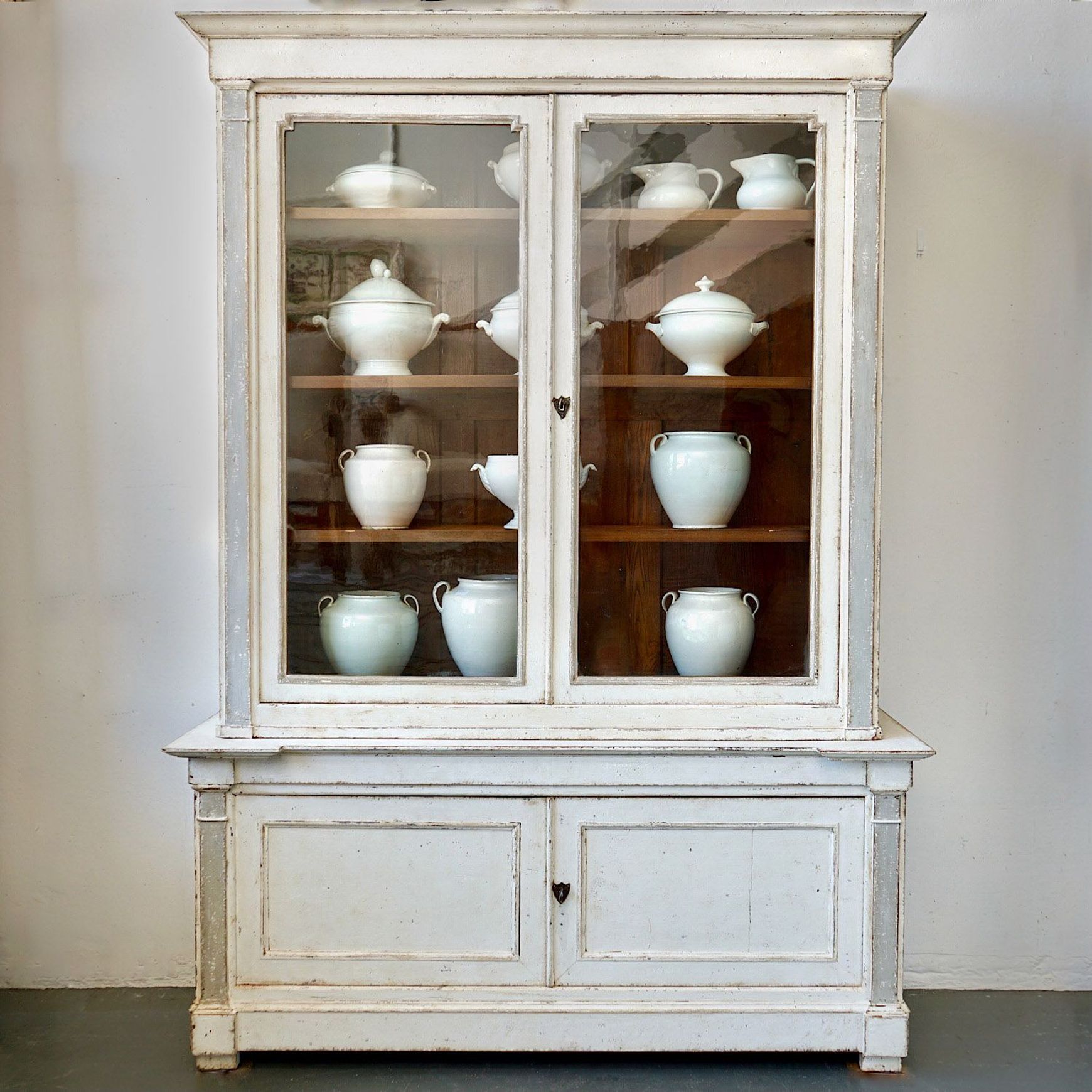 Antique French Painted Display Cupboard