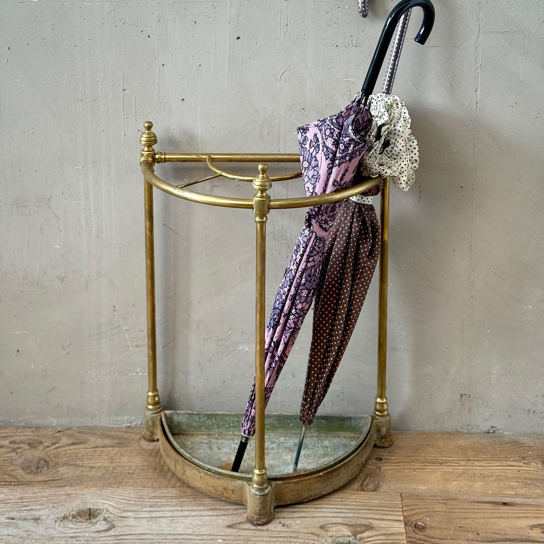 Antique French Brass Umbrella Stand