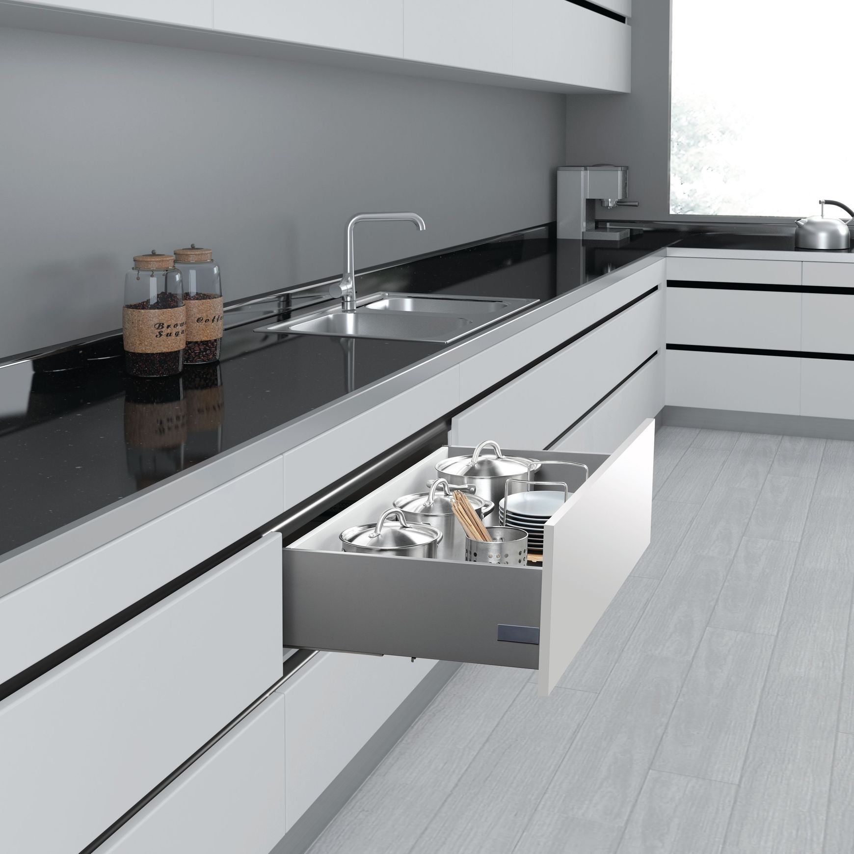 Enko SLIMBOX - Soft Close Drawer System Anthracite Knock In