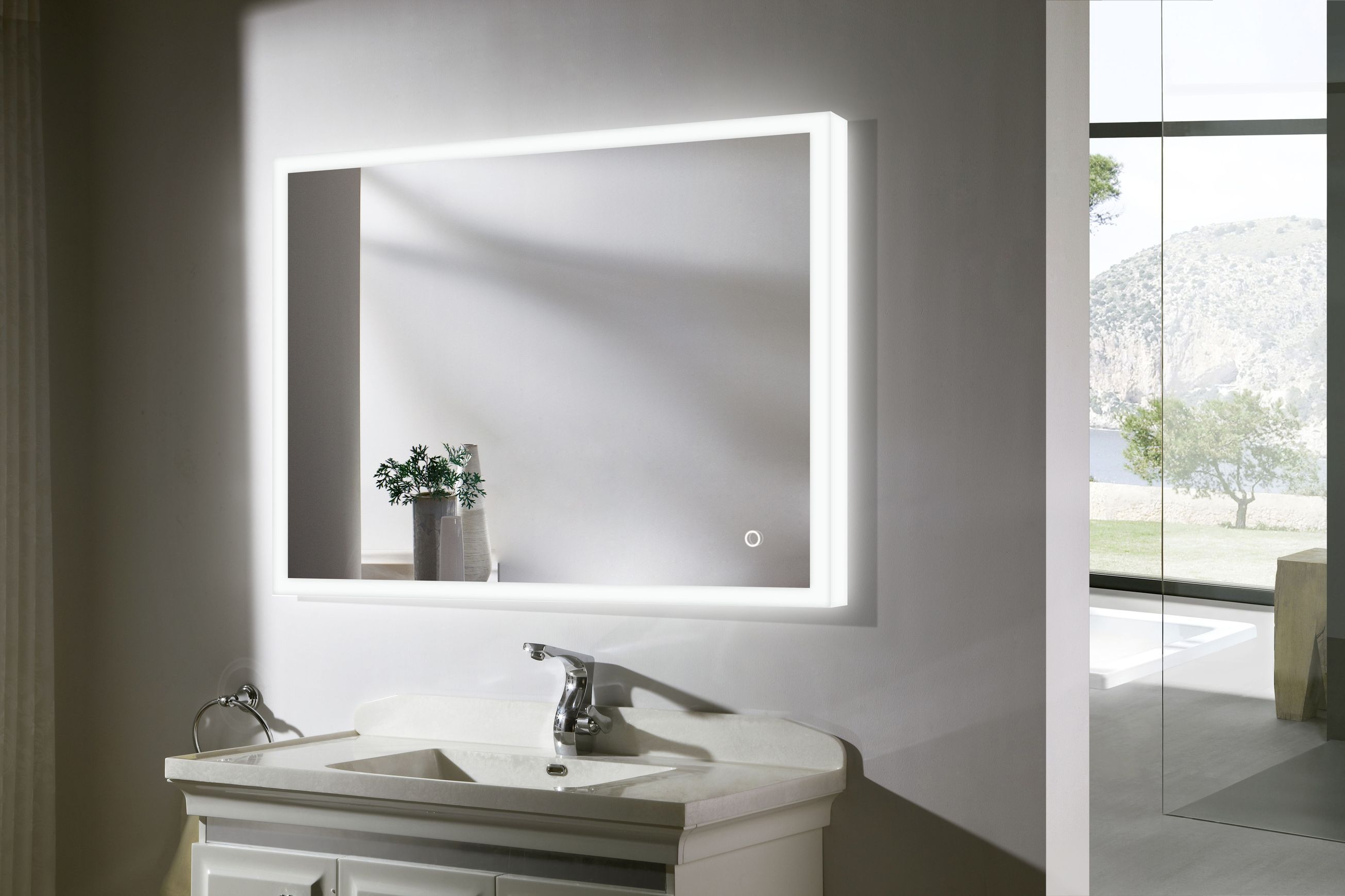 Diffused Frost LED Light Mirror with Demister
