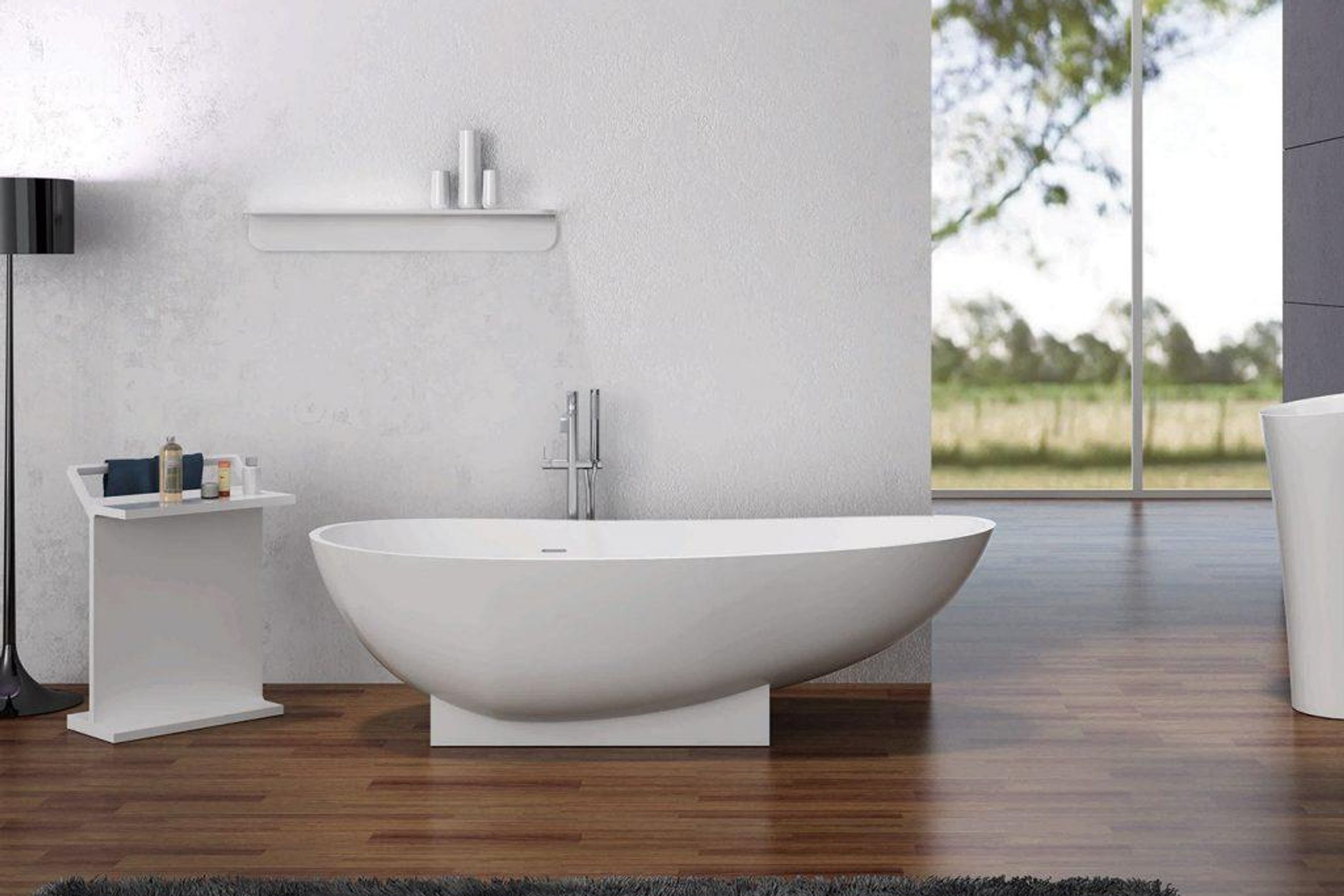 Pietra Bianca Flora Freestanding Stone Bath