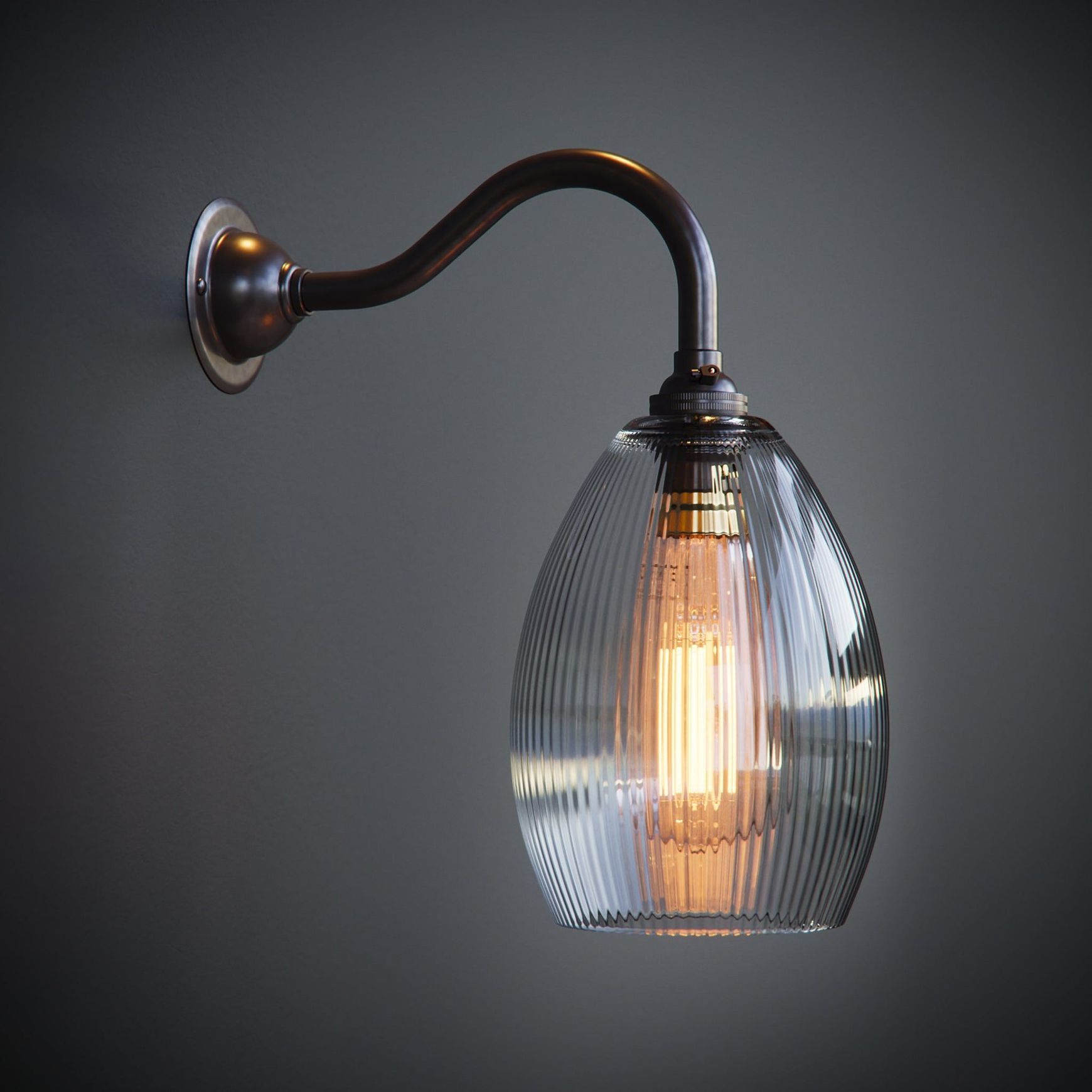 Jules Fine Ribbed Clear Glass Wall Light