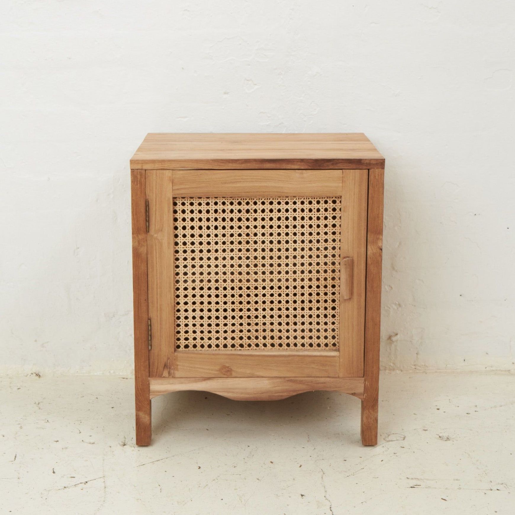 Edena Teak and Rattan Bedside Table