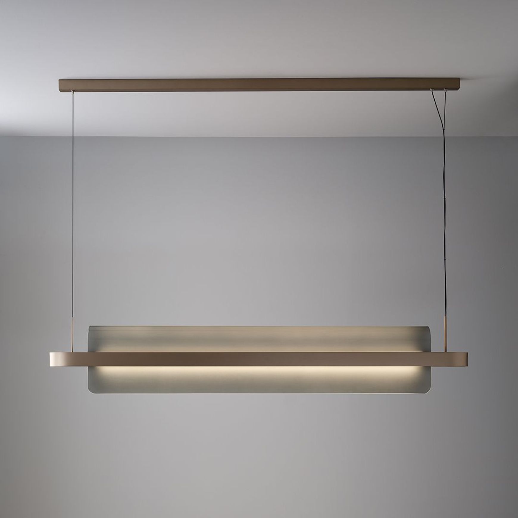 Doblar LED Glass Linear Pendant in Soft Champagne Gold