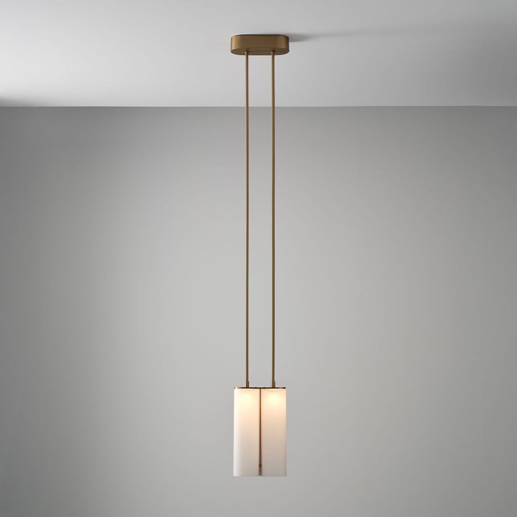 Matteo LED Twin Glass Pendant in Aged Brass