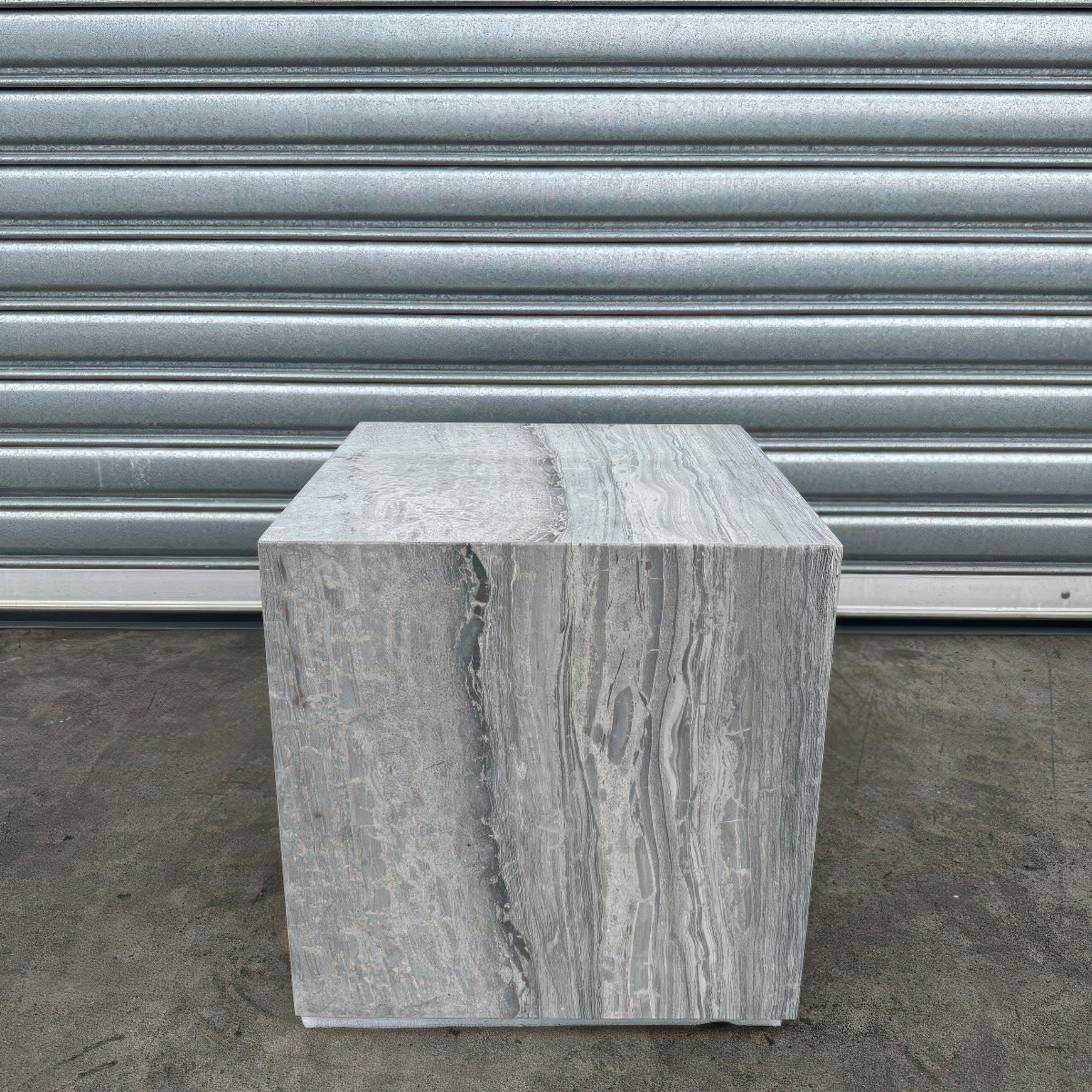 Cube Side Table-White Latte Marble | Natural Stone Co.