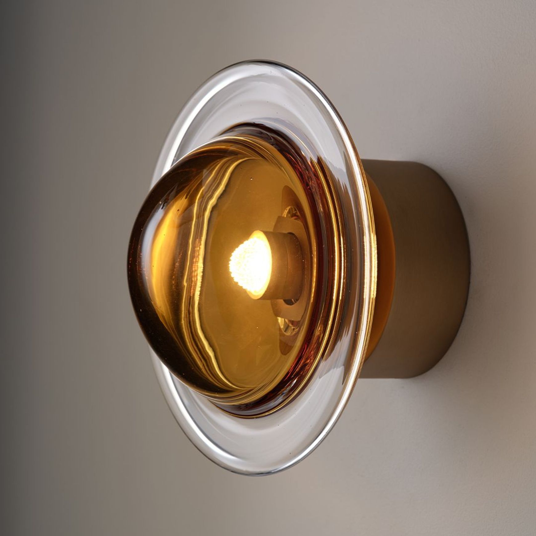 Aqua LED Glass Wall Light - 200mm in Aged Brass
