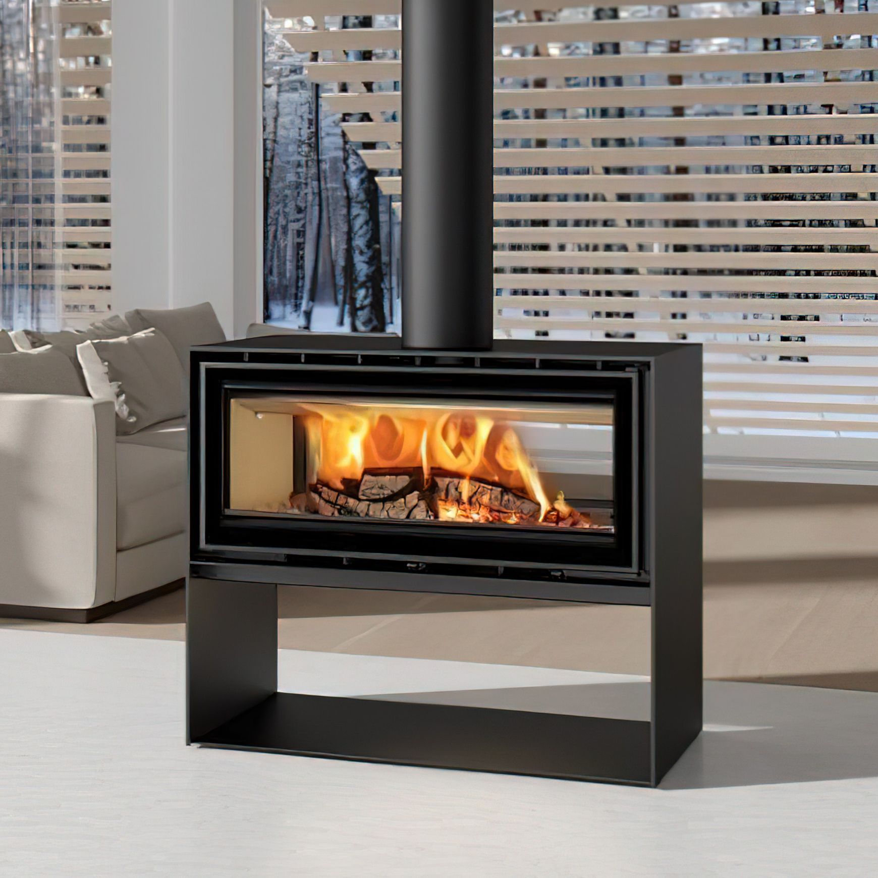 ADF Linea 100 Duo L Freestanding Fireplace