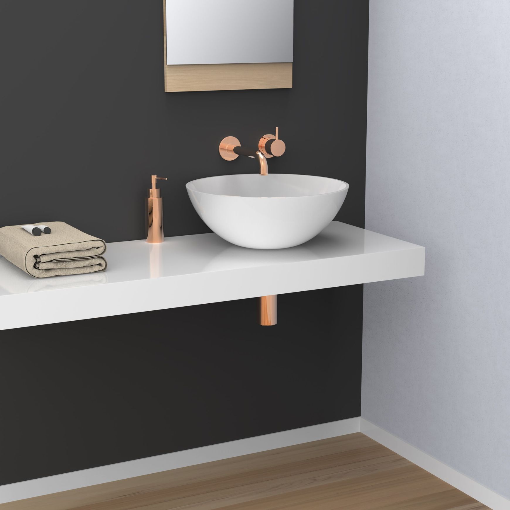 Super-Thin Round Vessel Basin Solid Surface