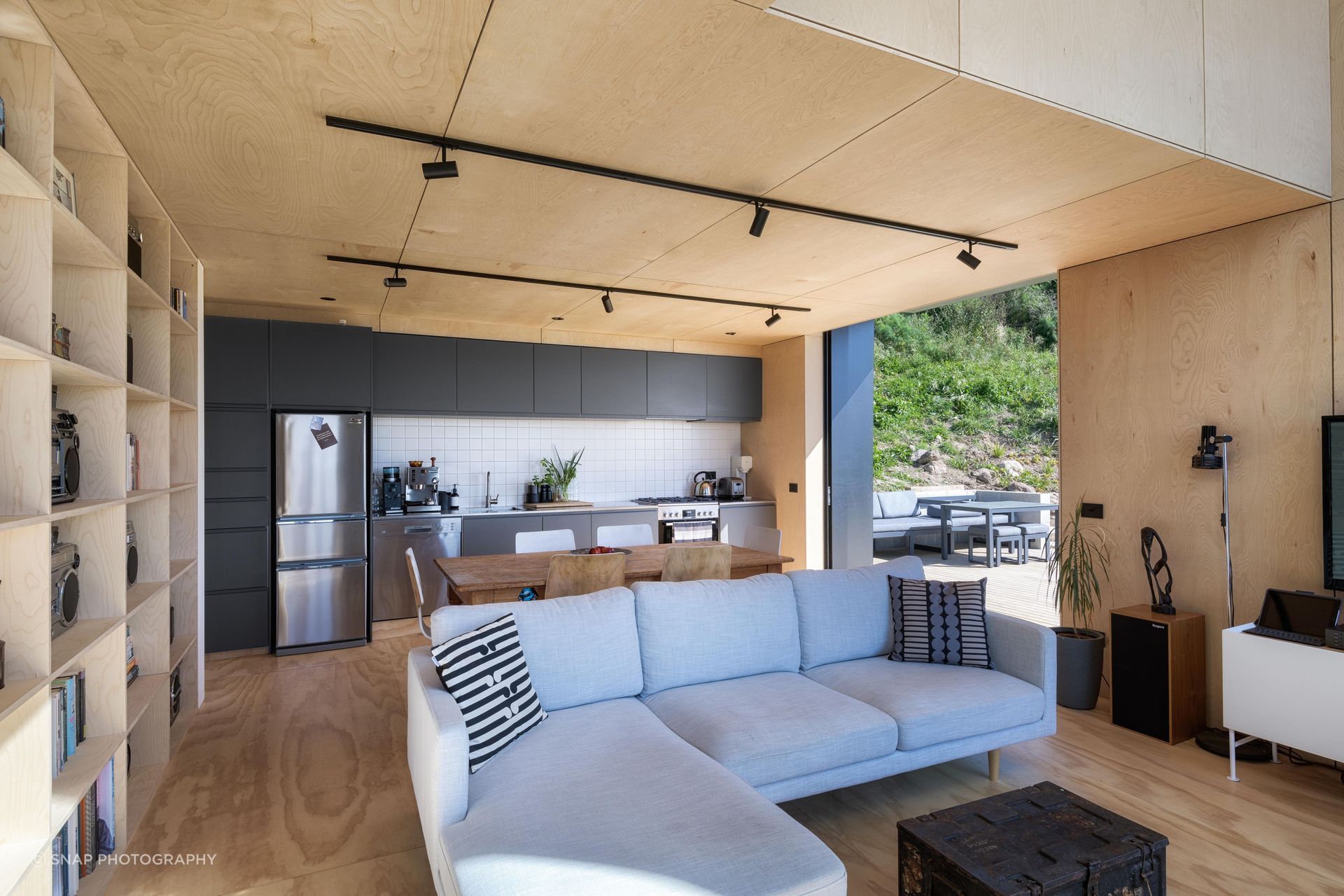 The kitchen fits perfectly into the small footprint of the home