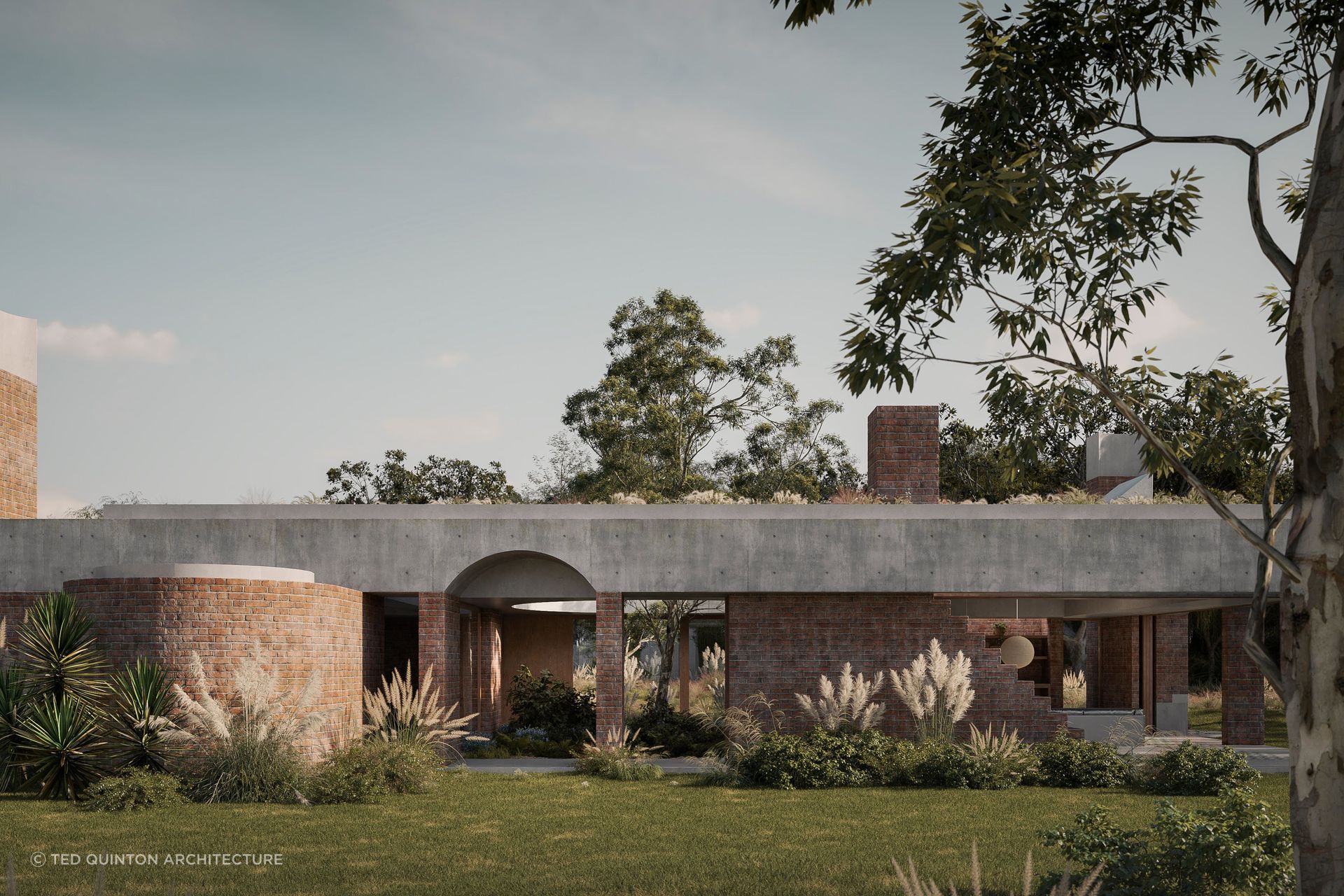 Mediterranean influences of solid forms and open spaces that embrace the natural surroundings.