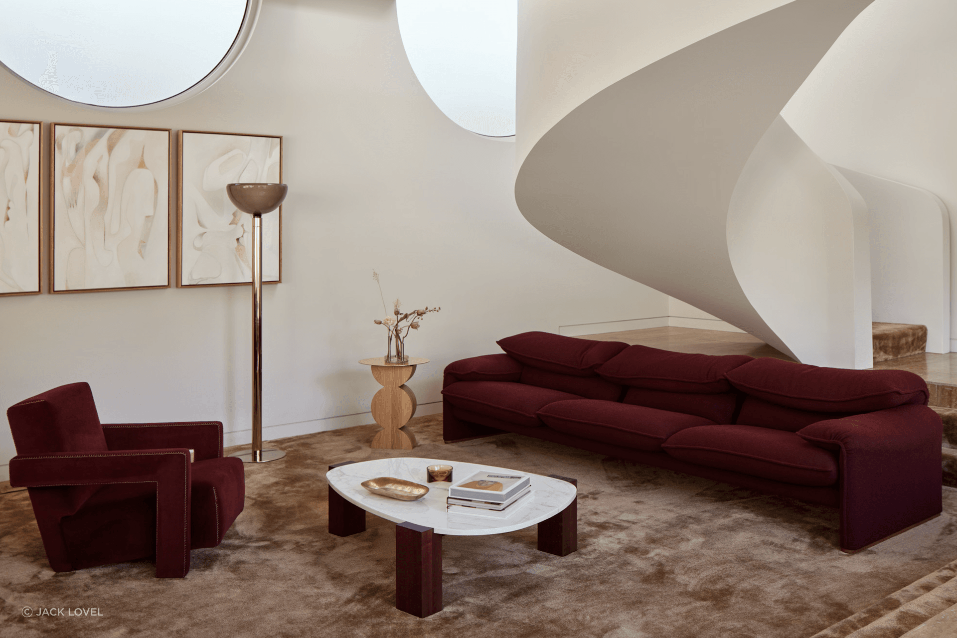 The exquisite Sweep House property is all smooth surfaces and soft textures.