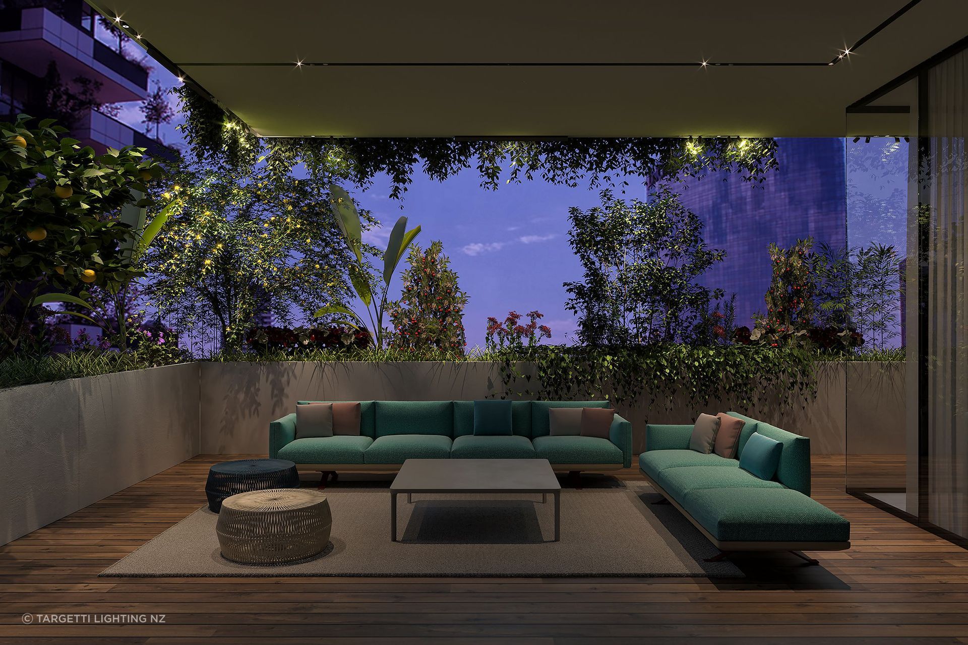 The Ivy Outdoor Lighting System is an innovative example of track lighting that includes a speaker system, air quality sensors and more
