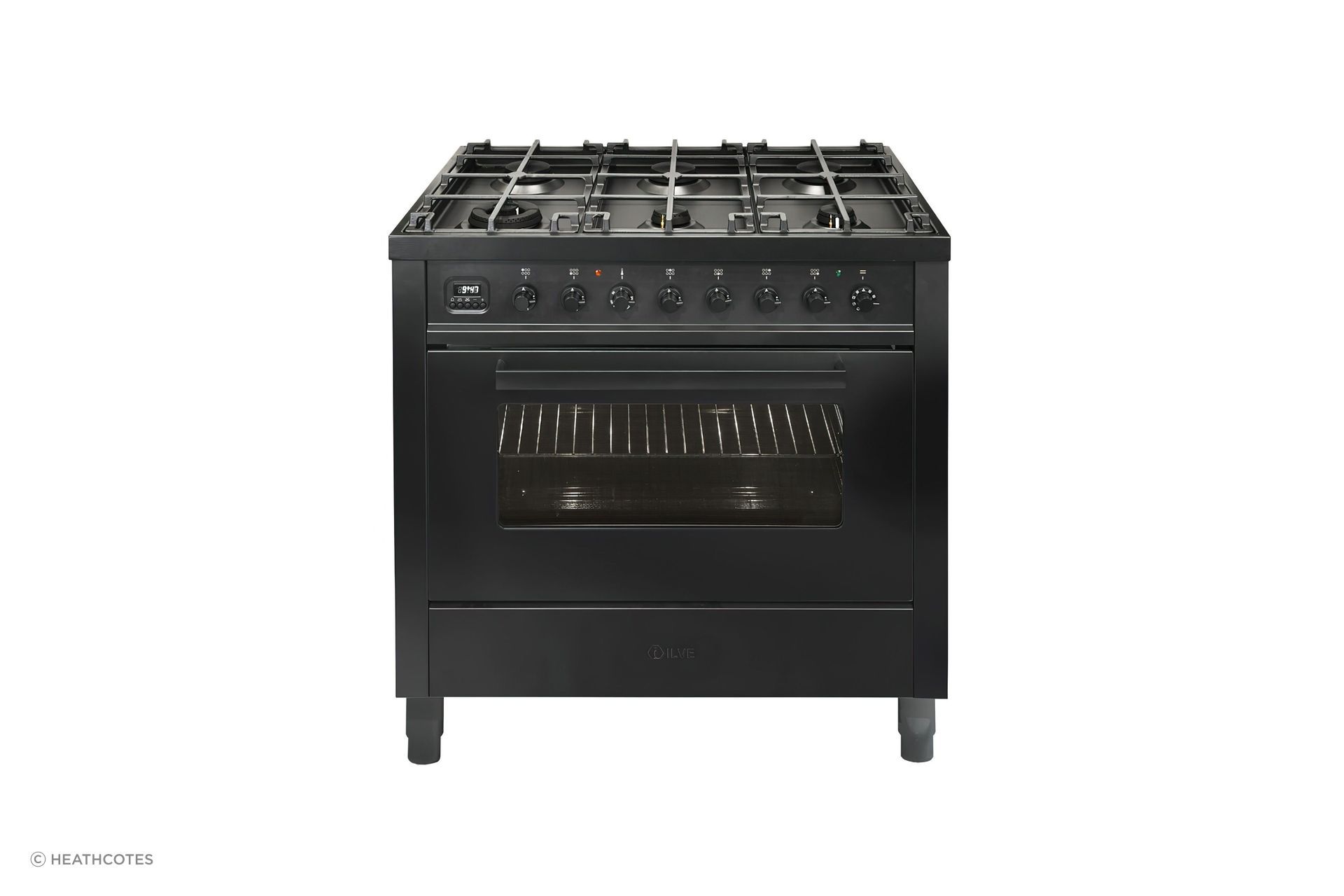The ILVE Nero Lusso Freestanding Dual Fuel Oven has precision thermostatic technology that allows for rapid heating from 0-250°C.