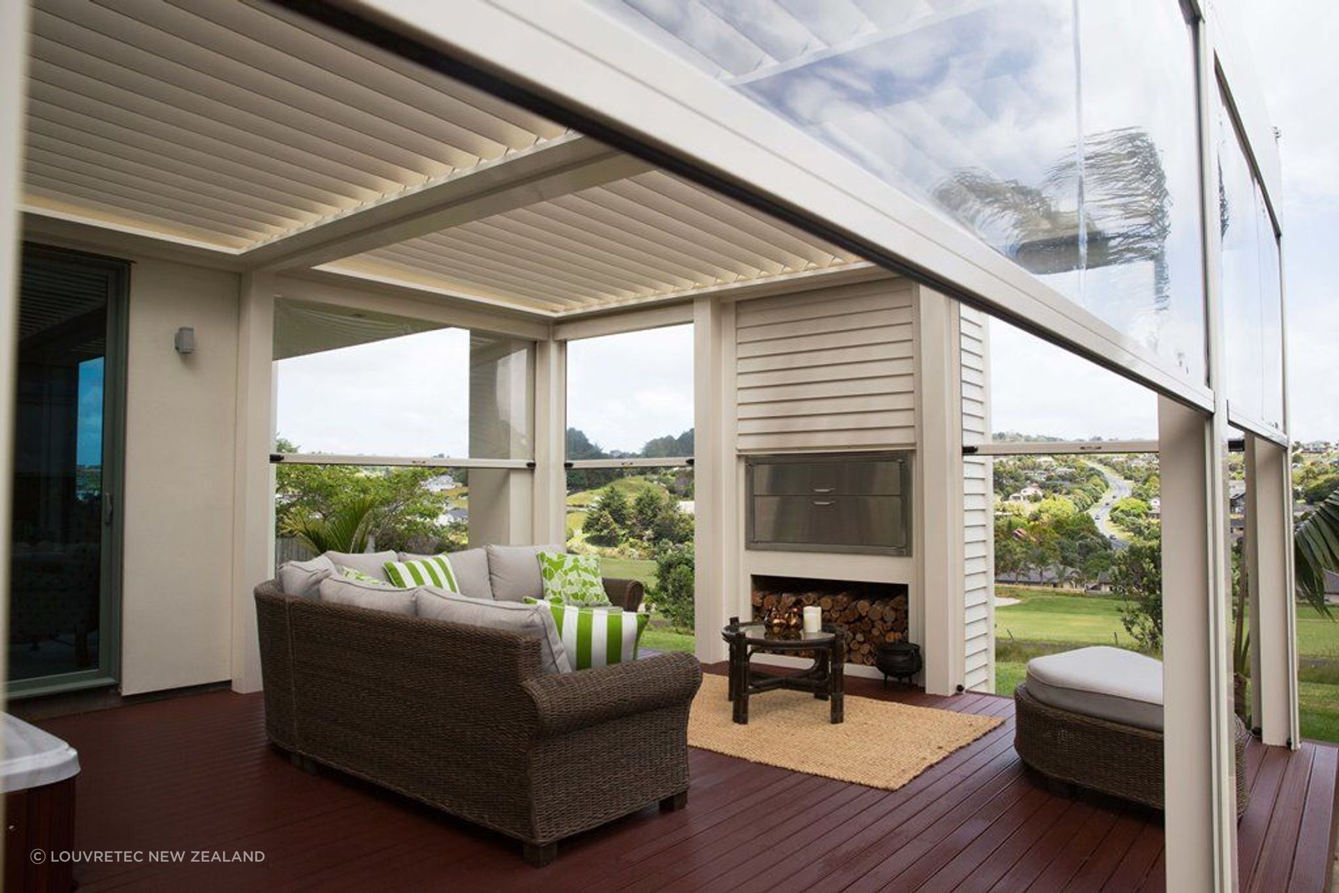 PVC blinds, like these outdoor blinds by Louvretec, have many great qualities like durability and heat retention