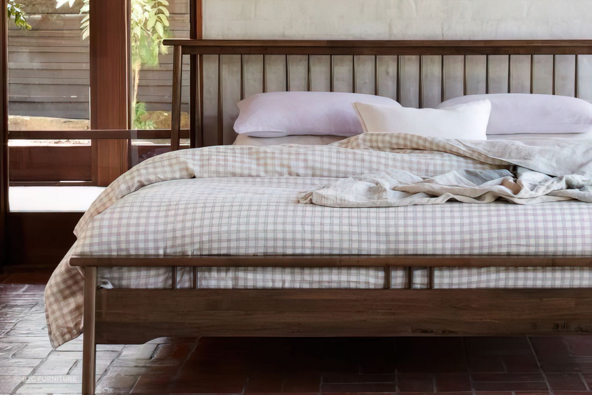 Mid-century styling on the Rome Hardwood King Size Bed Frame