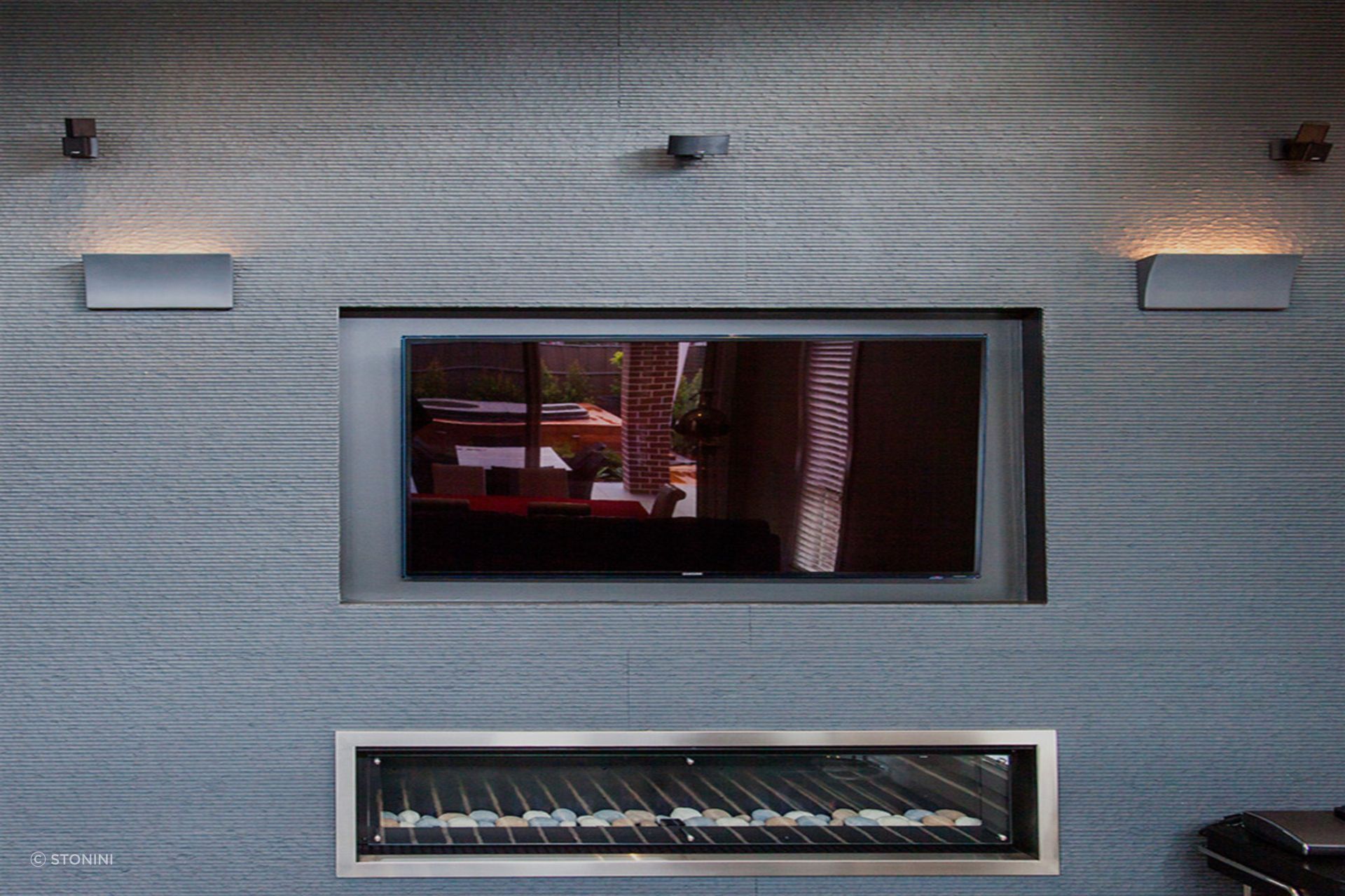 These 3D Wall panels are available in a bluestone or mica surface finish. Featured product: Cabana 3D Wall Panel.
