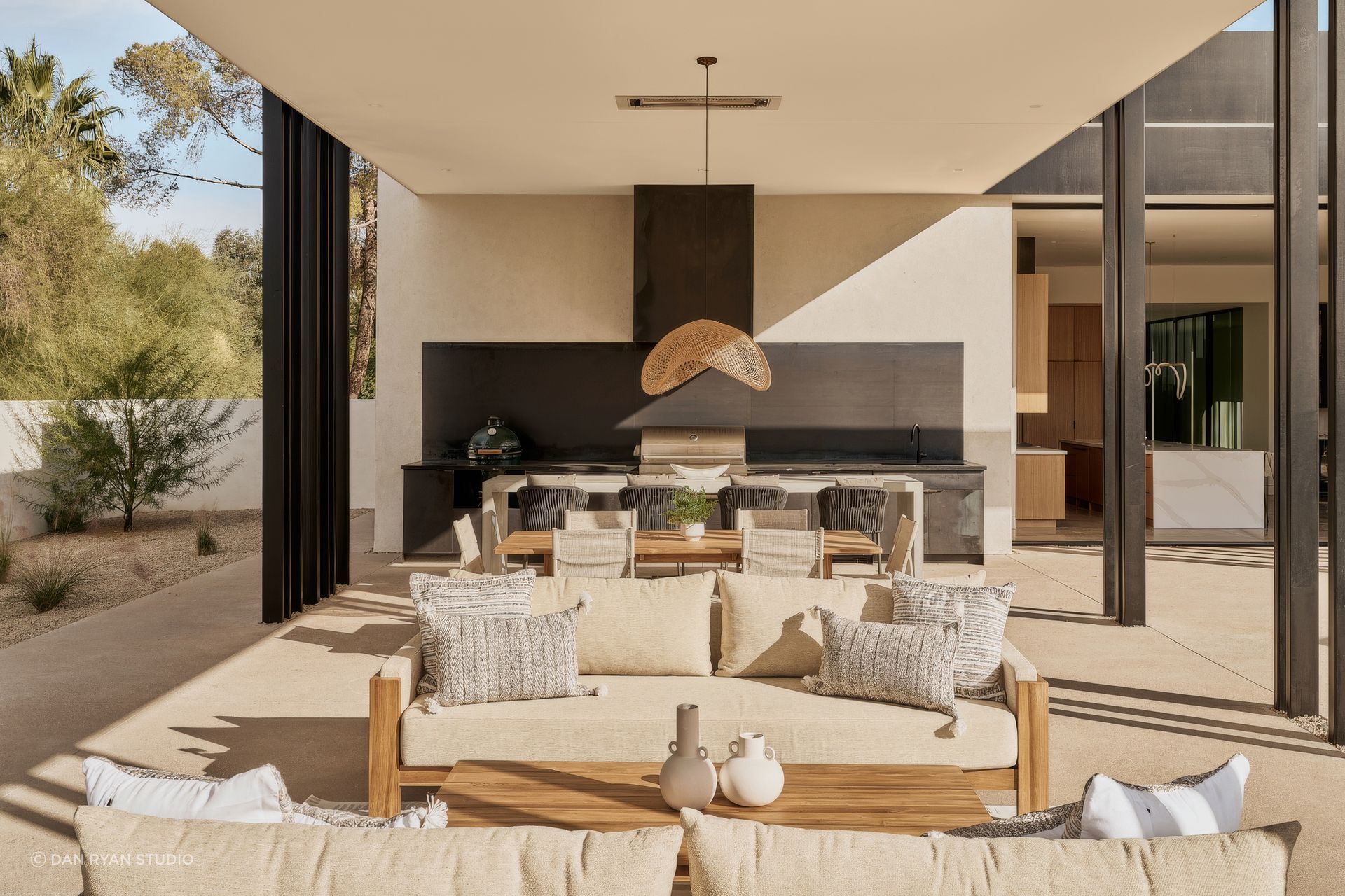 At Mockingbird, the brief called for both privacy and openness. The home turns away from the street while opening generously to the desert, using shaded outdoor rooms to extend daily life into the landscape.

Architecture: The Ranch Mine