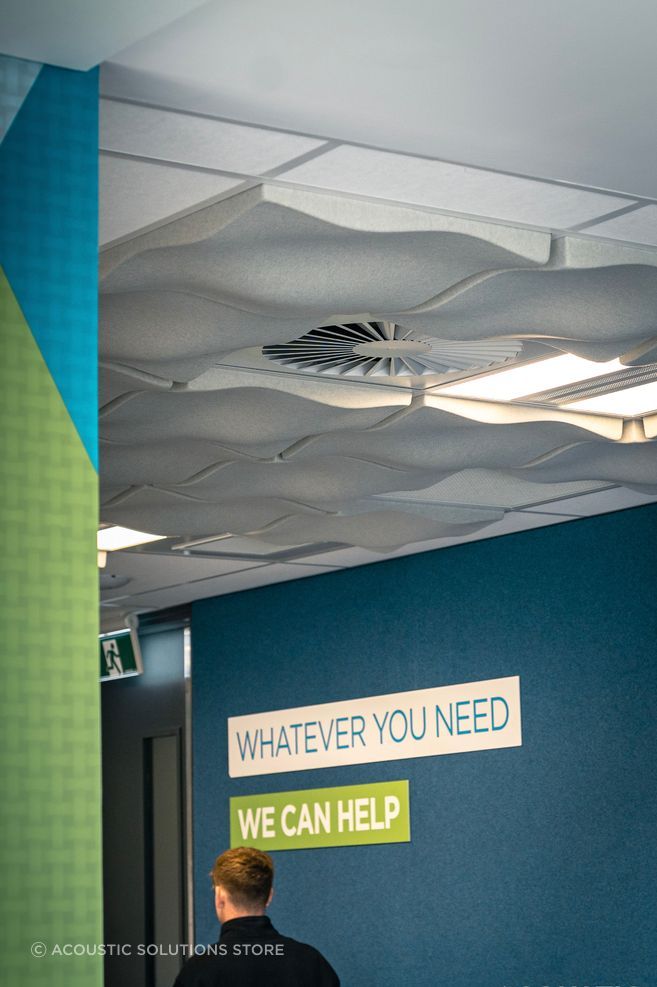 Above the ceiling grid, AAB-3550 panels cut to 550mm squares provide an additional layer of absorption where it counts, reducing sound transfer between spaces without any visual impact at all.