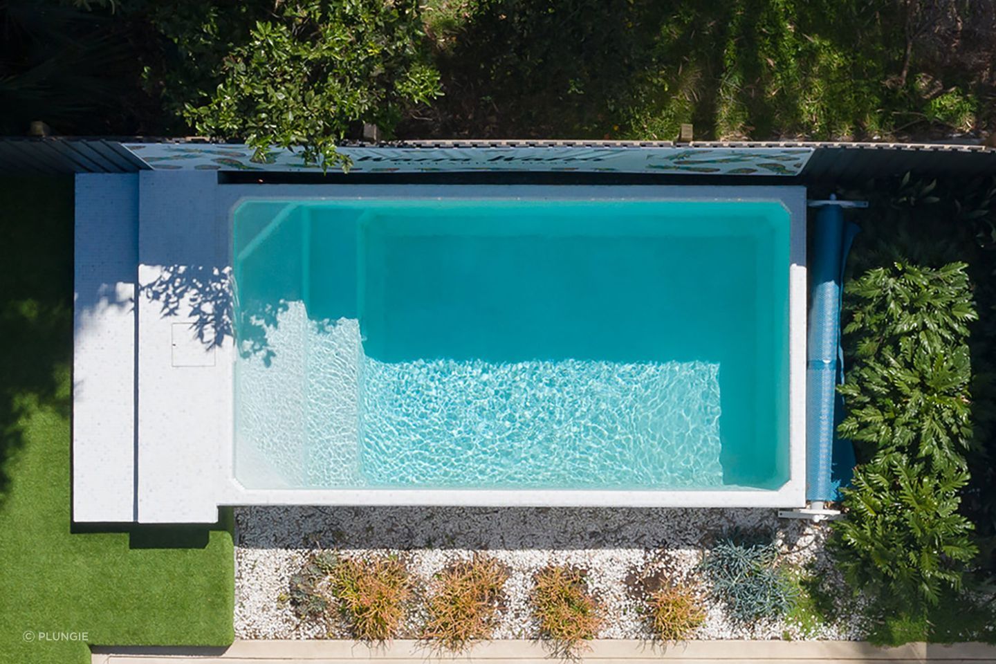Size and proportion are key when it comes to bringing the right visual balance to an outdoor area with a pool, seen here with the Plungie Studio Pool by Plungie.