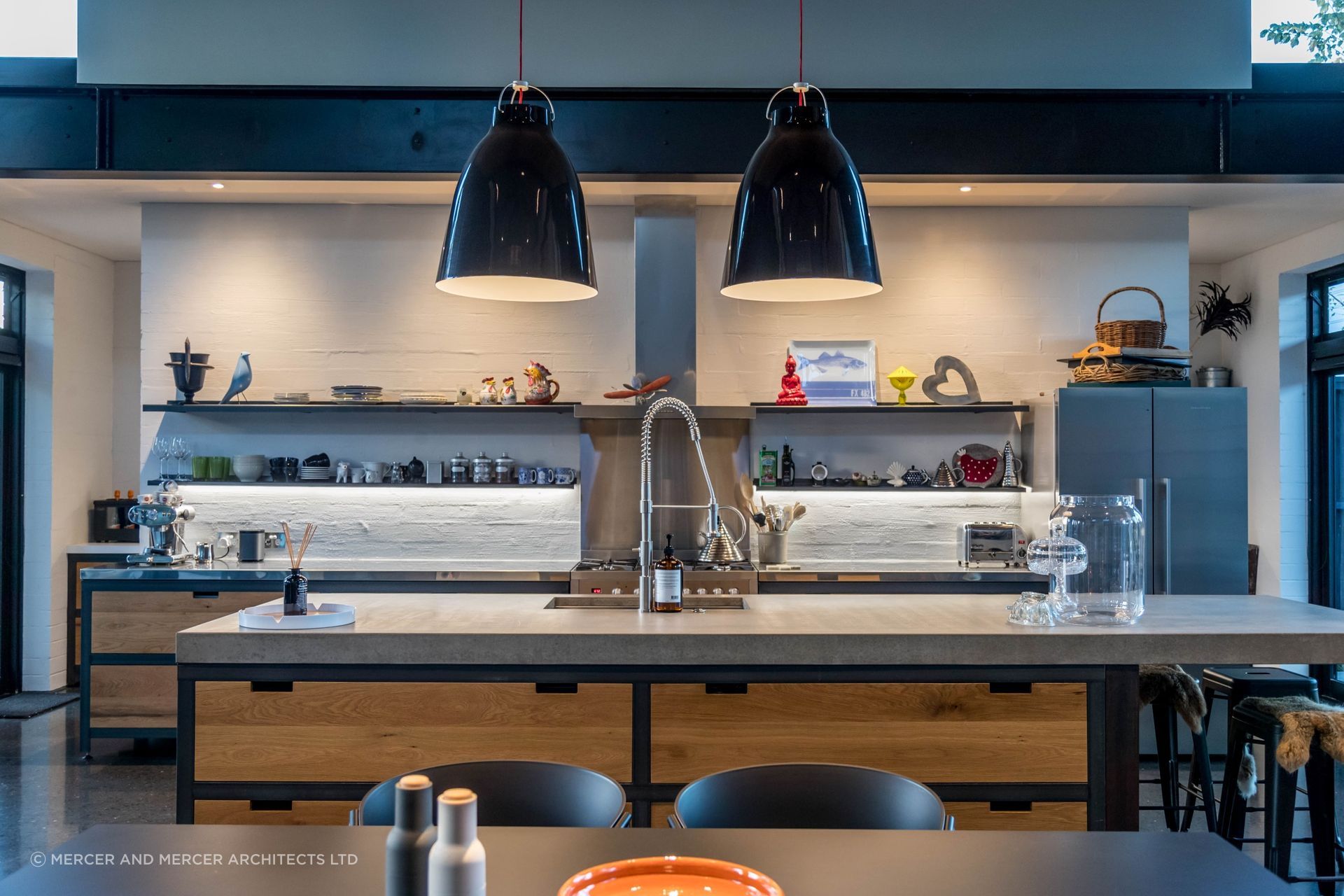 A great example of the industrial aesthetic in this modern city home.