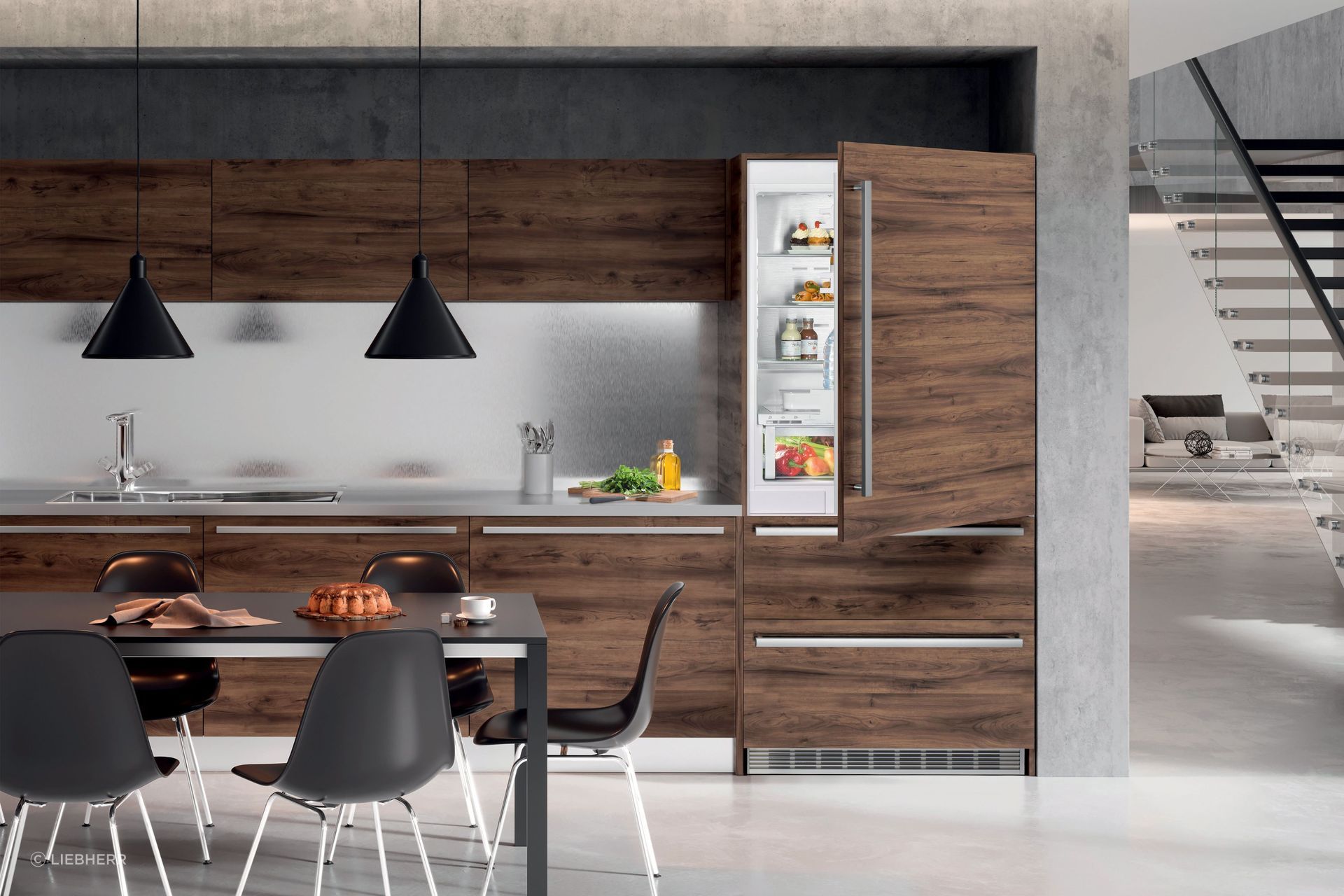 The stylish ECBN 6156 Integrated Bottom Mount Fridge from Liebherr allows you to achieve a sleek and seamless look.