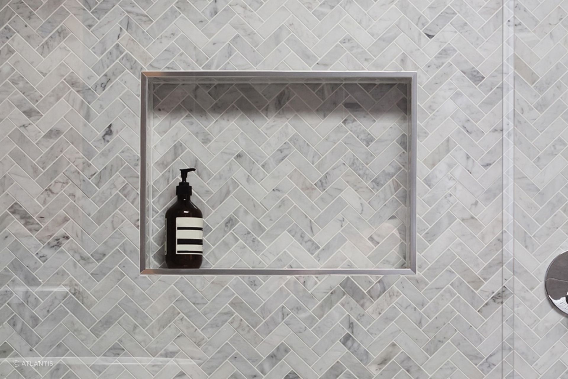 The Tile Over EasyNiche offers a sleek shower storage solution, perfect for the modern bathroom.