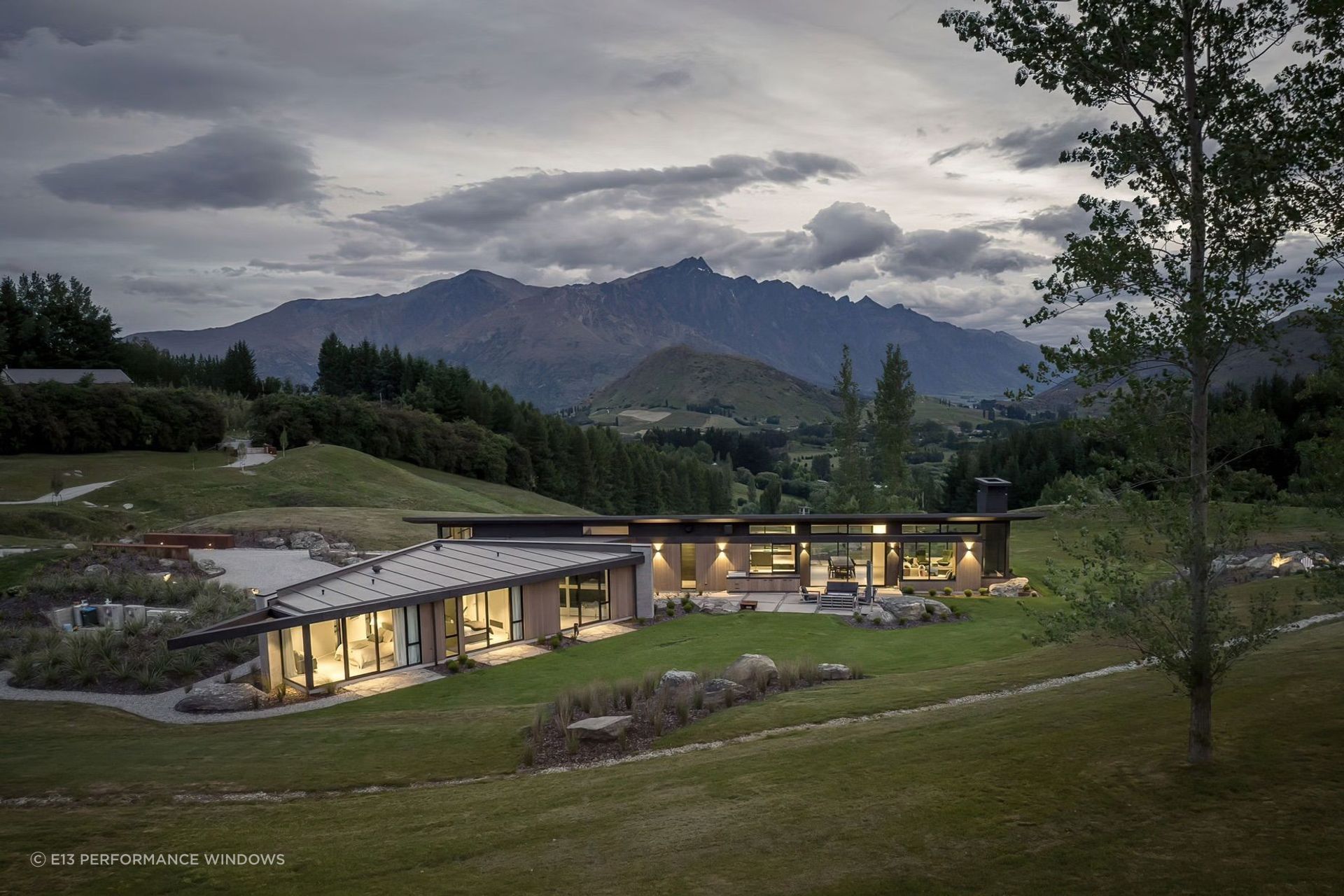 With two air layers, triple glazed windows are extremely efficient insulators. Home designed by Mason &amp; Wales.