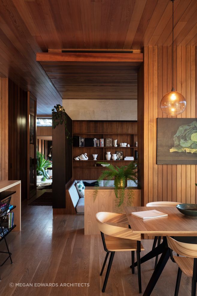 A dropped ceiling makes a sunken lounge feel more intimate at The Knoll.