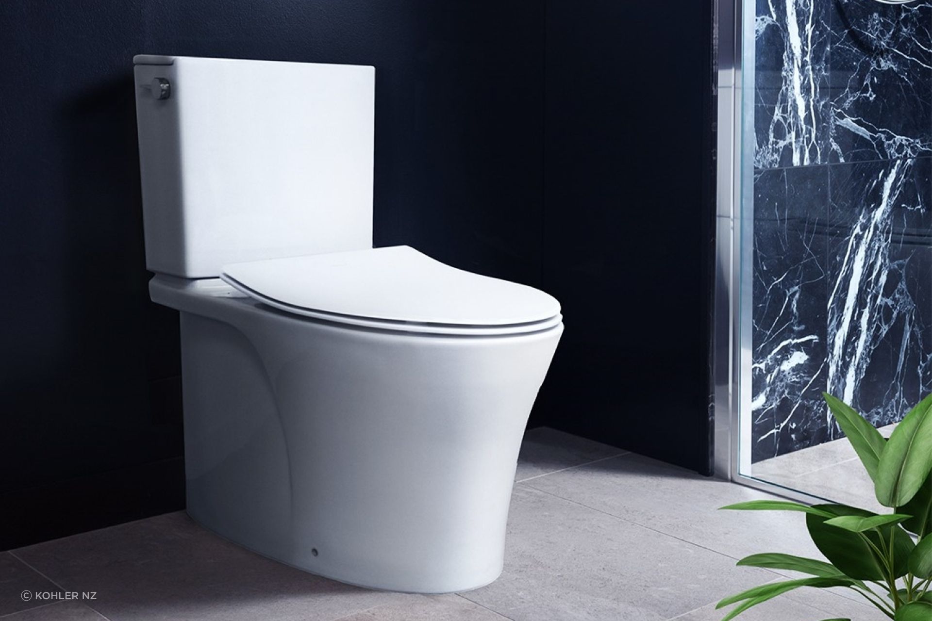 The sleek Veil Back To Wall Toilet features a unique 2 shot moulded toilet seat for improved aesthetics and durability.
