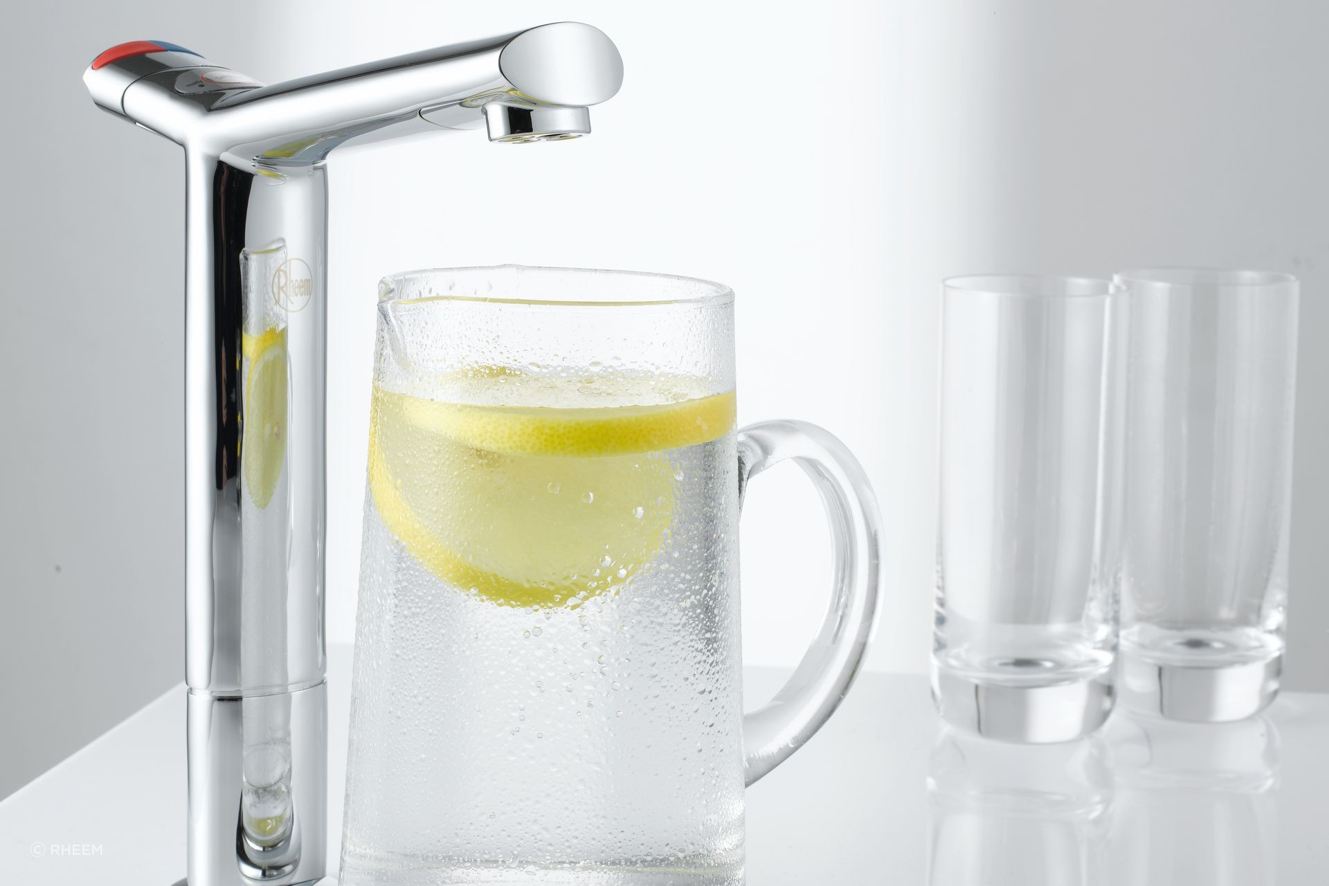 The Rheem On-Tap provides clean filtered water with 5 Micron filter.
