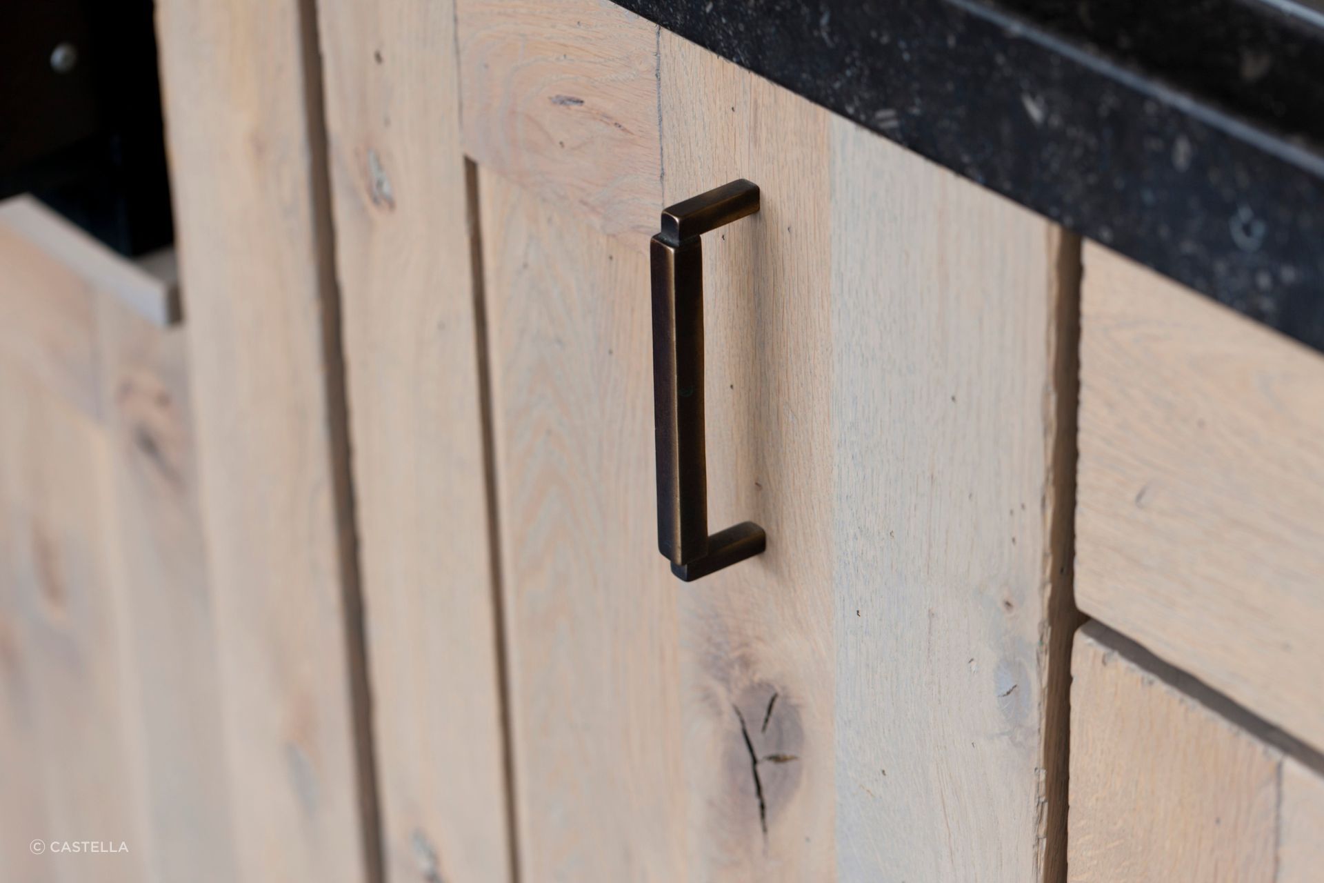 Castella Cast Hand-Forged Cabinet Handle in Dark Bronze Finish