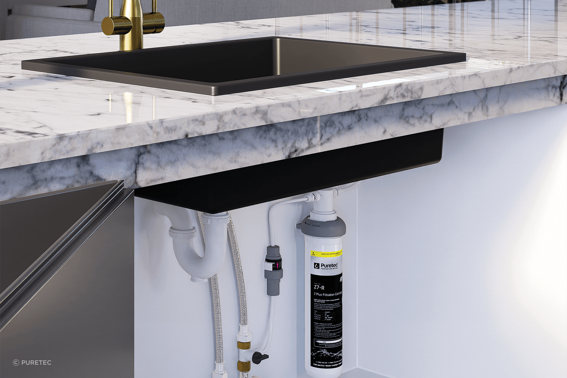 The Puremix-Z7 Undersink Filter removes bad taste, odour, chlorine and other chemicals leaving healthy, great-tasting, safe and pure water.