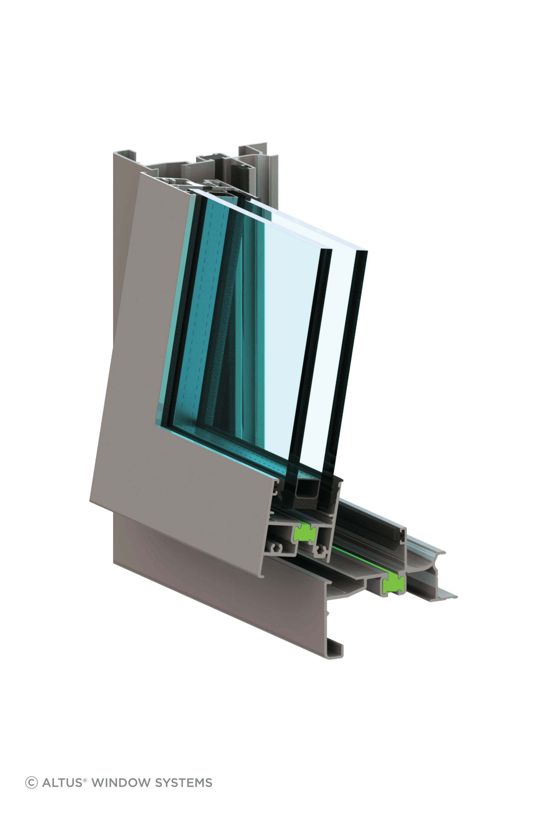 A cross-section of the Southern41 thermally broken window.