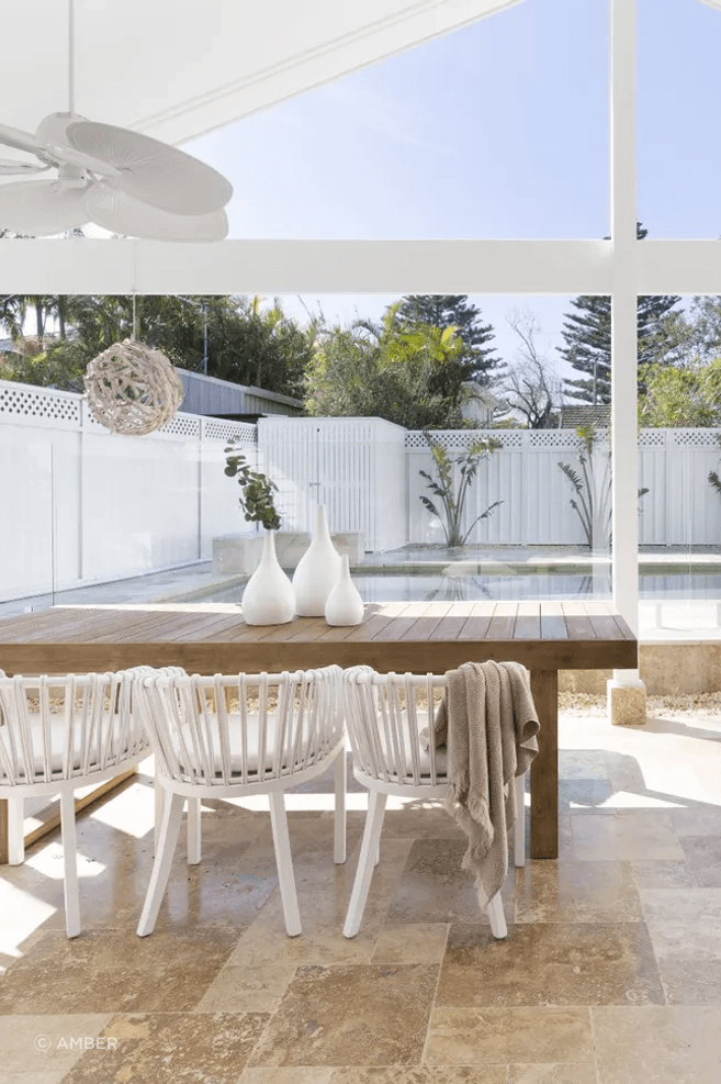 Naturally porous, Travertine cools down faster than other pavers, making it comfortable underfoot.