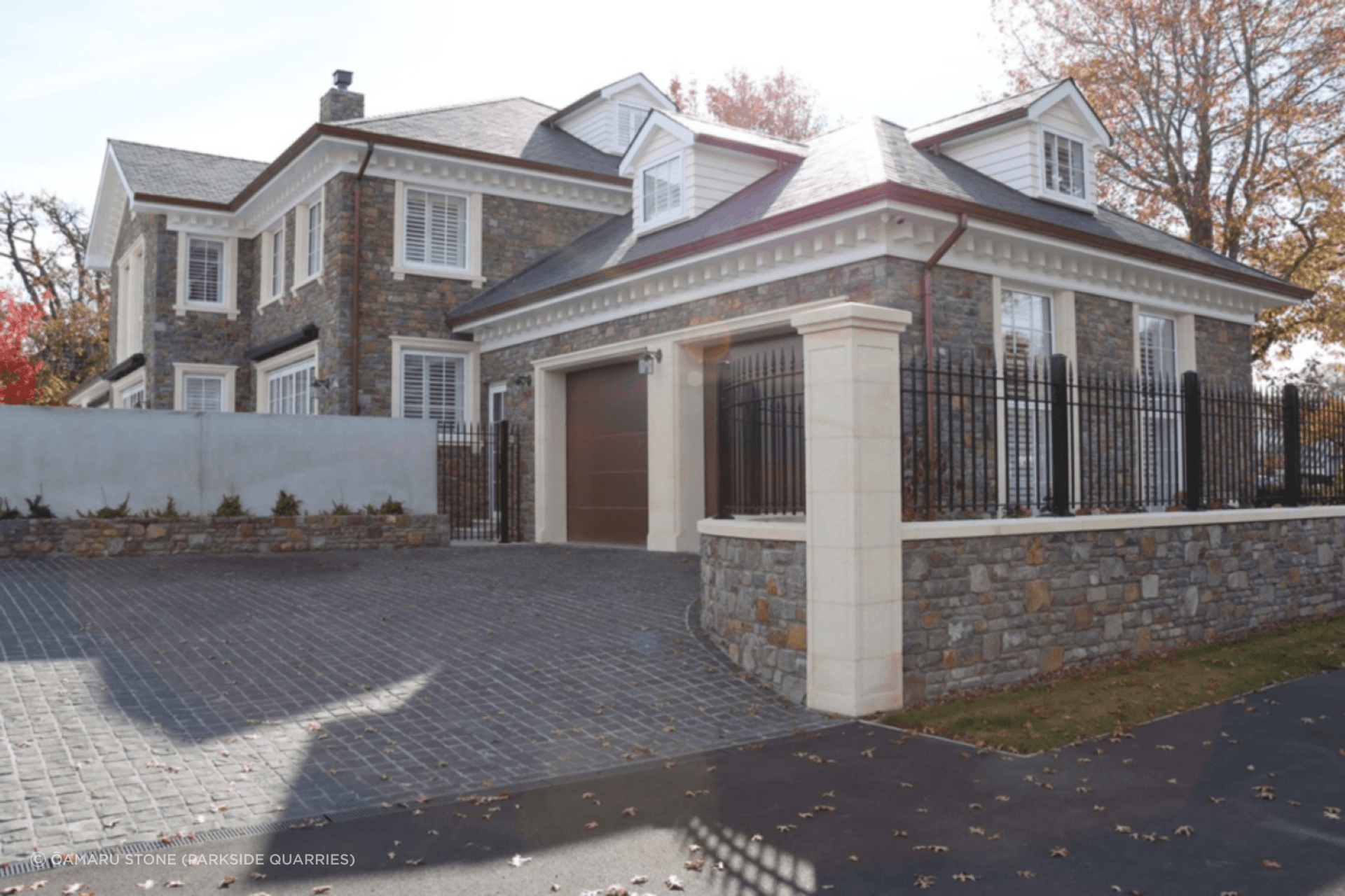 Limestone can give modern properties a classic charm.