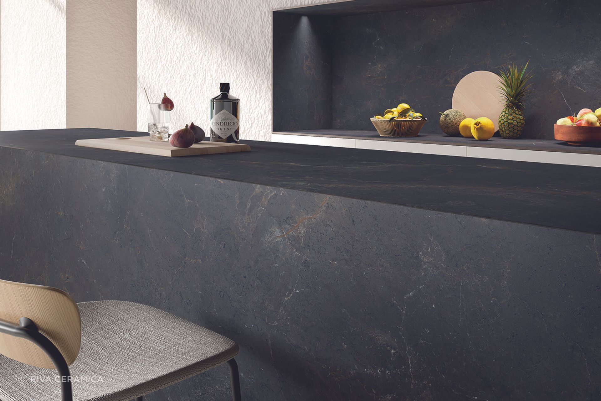 A choice like Art Stone Black from Riva Ceramica shows the premium aesthetics that are available in this range.