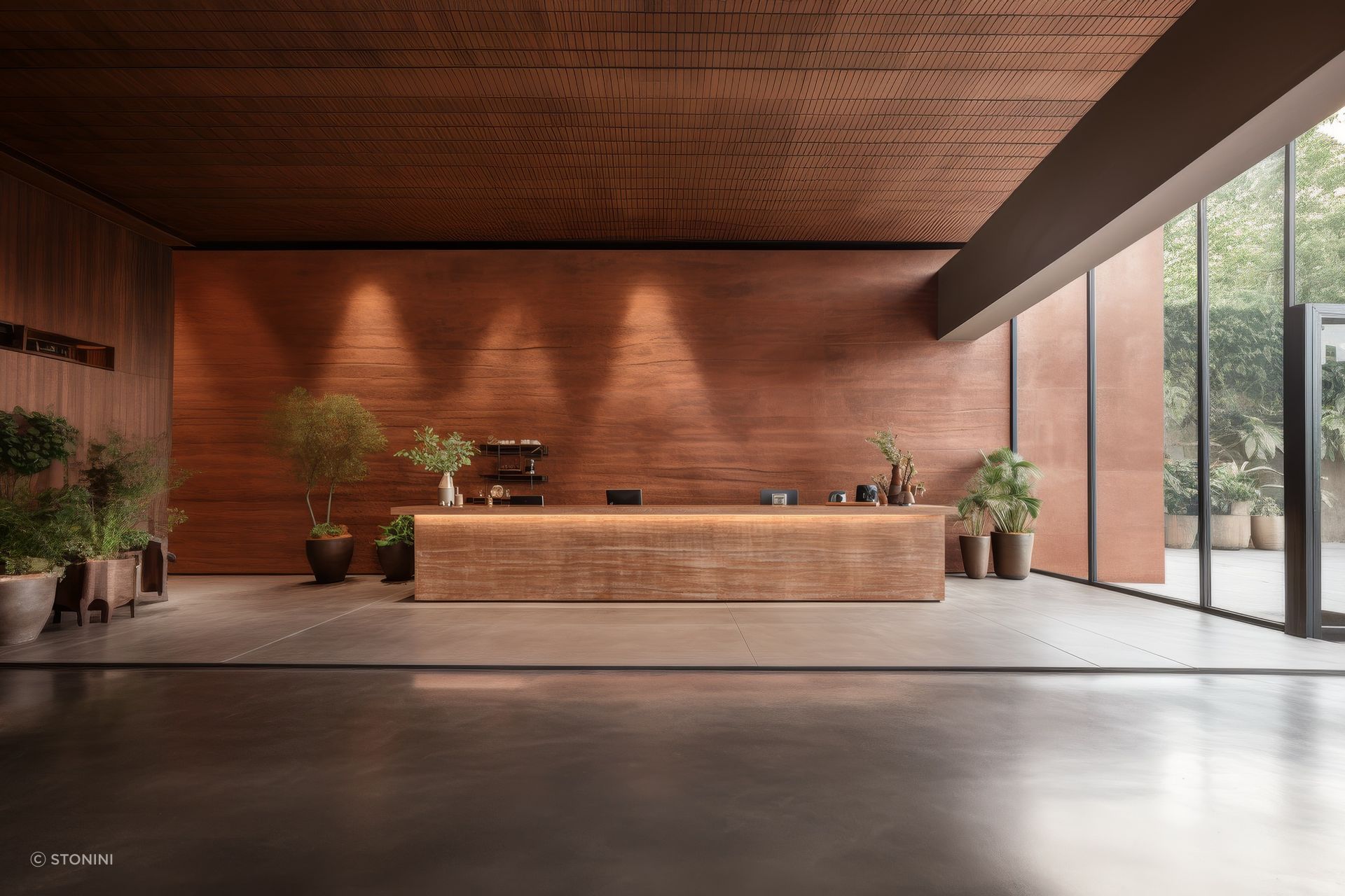 Rammed Earth in Ochre colour. (Artist’s rendering; not an actual product photograph)
