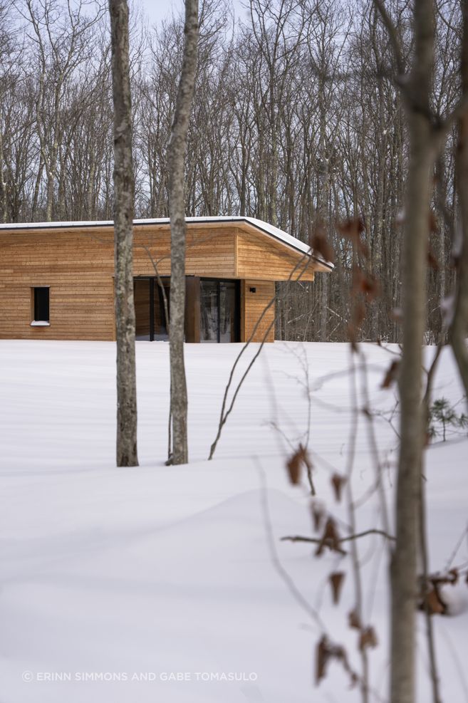 Built following Passive House principles, the thermally isolated slab on grade foundation system provides thermal mass that helps regulate the interior temperature.