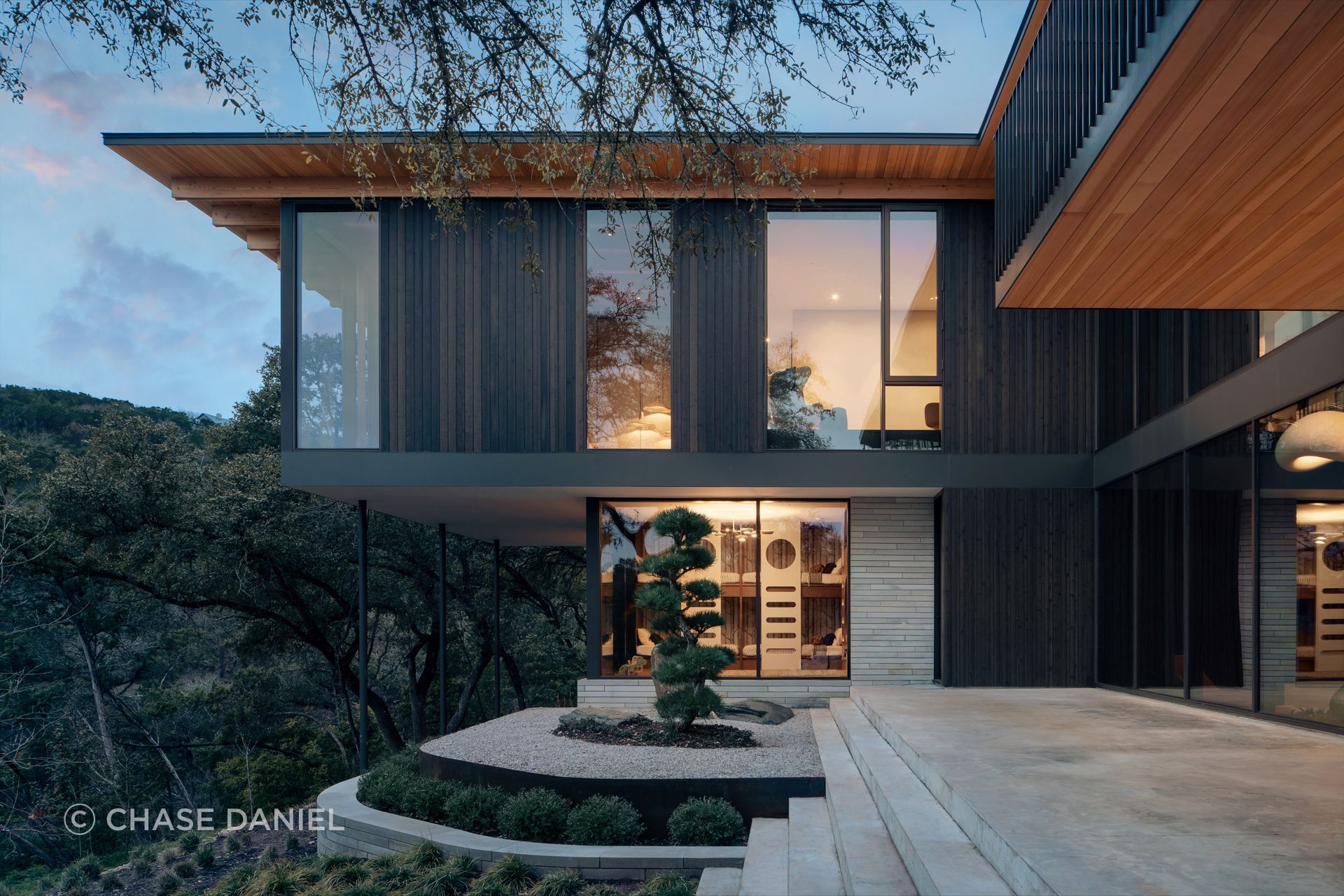 When the clients for Terrace Mountain arrived at their initial meeting, they already had an idea of the style and architecture they wanted to pursue: Japanese design, though not simply for its look. The studio pushed past aesthetics into what A Parallel Architect’s Principal Ryan Burke calls its “deeper motivations,” the relationship between intimate gardens and the building itself, and how a person moves through and inhabits them day to day.