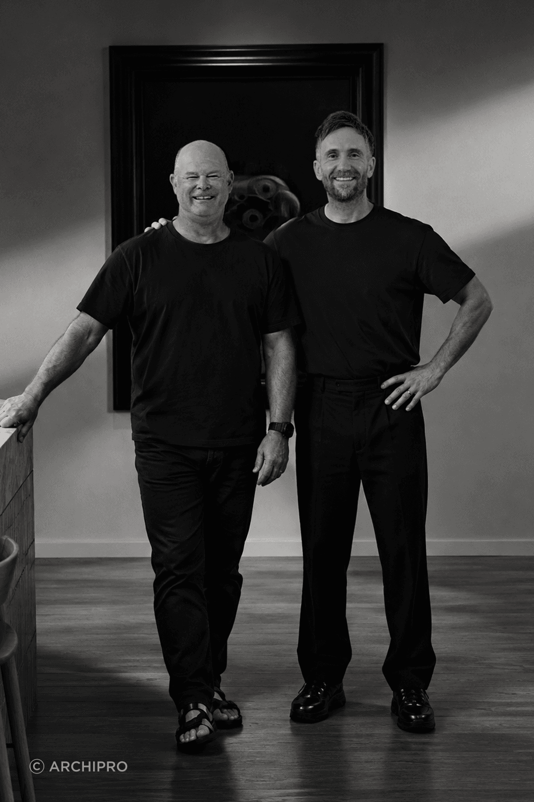 A34 Studio founder Alan McLeod with ArchiPro founder Milot Zeqiri during a visit to ArchiPro’s Auckland headquarters.