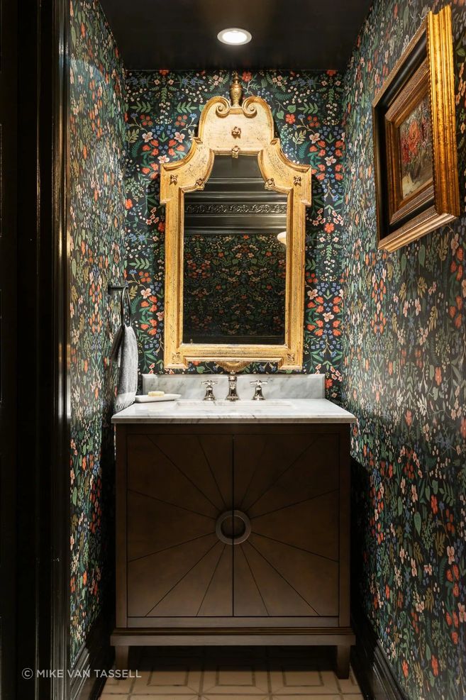 The powder room is the perfect home for my cherished heirloom mirror.