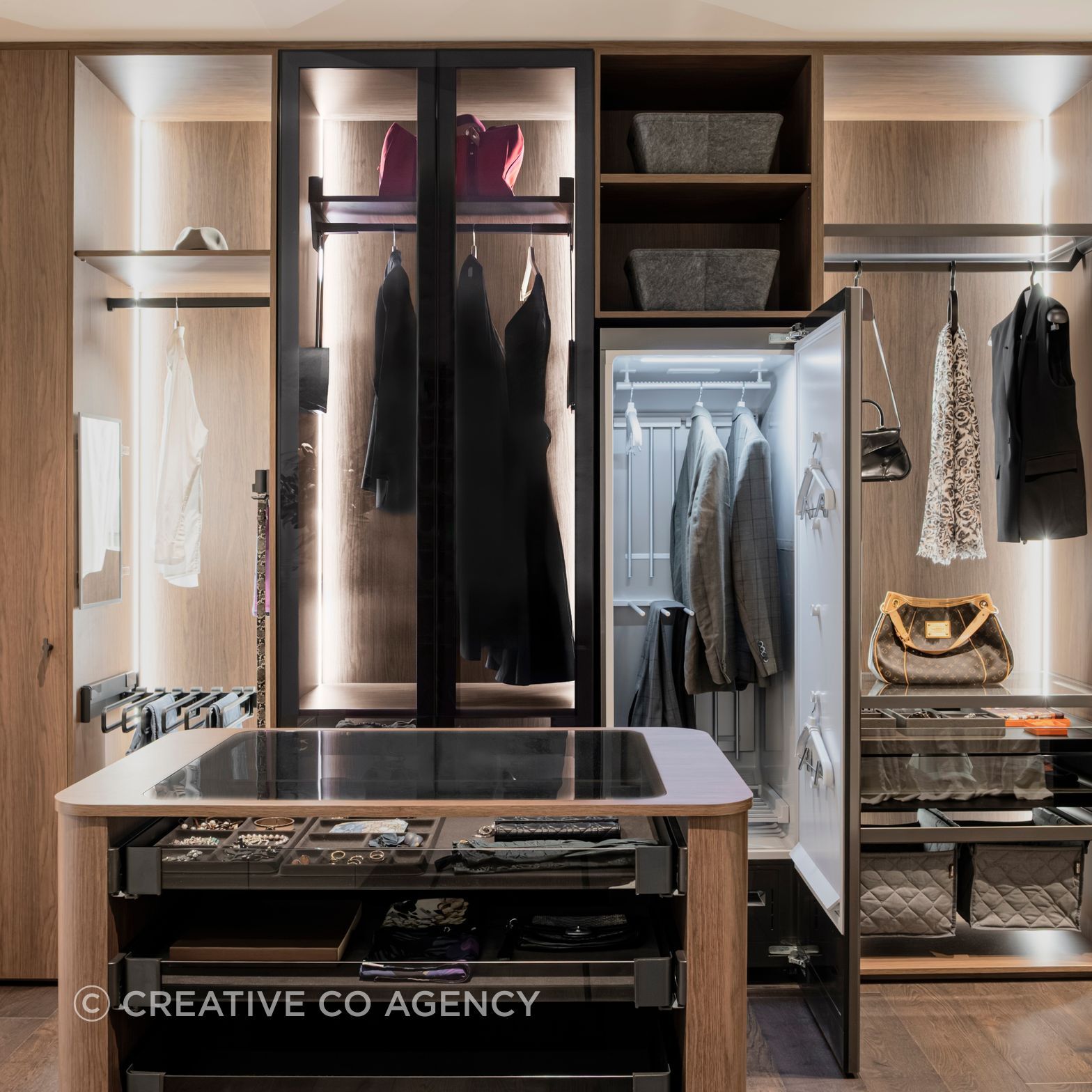 Experience luxury wardrobing in the CBGH Studio.  Both in materiality and functional hardware to a refresh clothes cabinet.