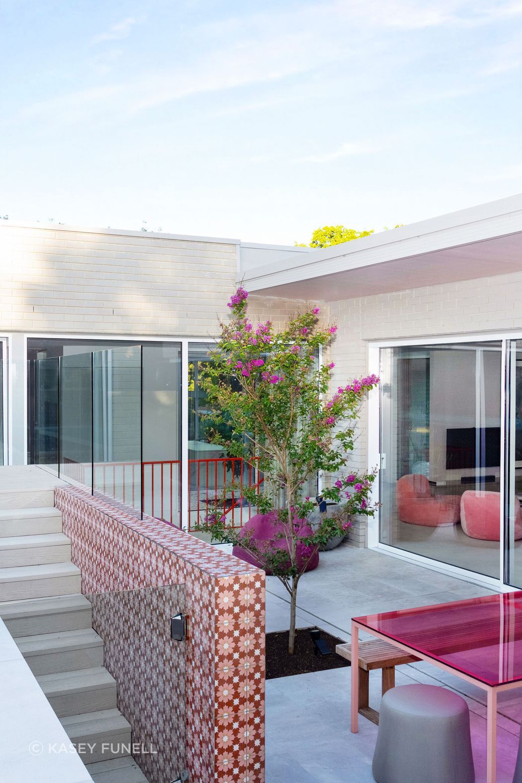 Narrabundah Haven in Canberra, featured in Inside Out magazine. Luna Chiaro Limestone creates seamless indoor-outdoor flow in this mid-century inspired home. A 2025 project where natural stone brings both beauty and the feeling of being "eternally on holiday."