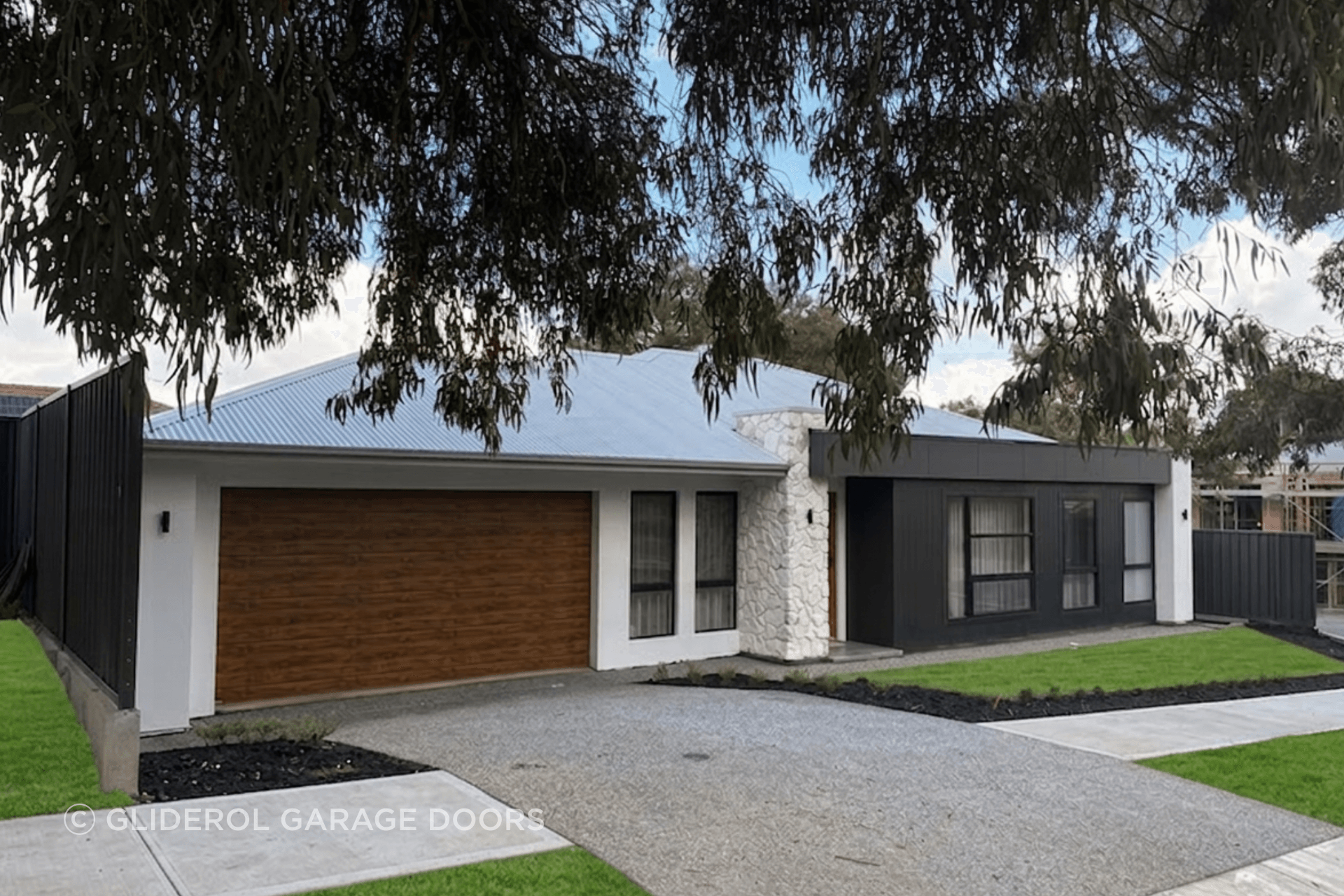 Timber-Look Garage Door in the Gliderol Native Series, Ashwood colour