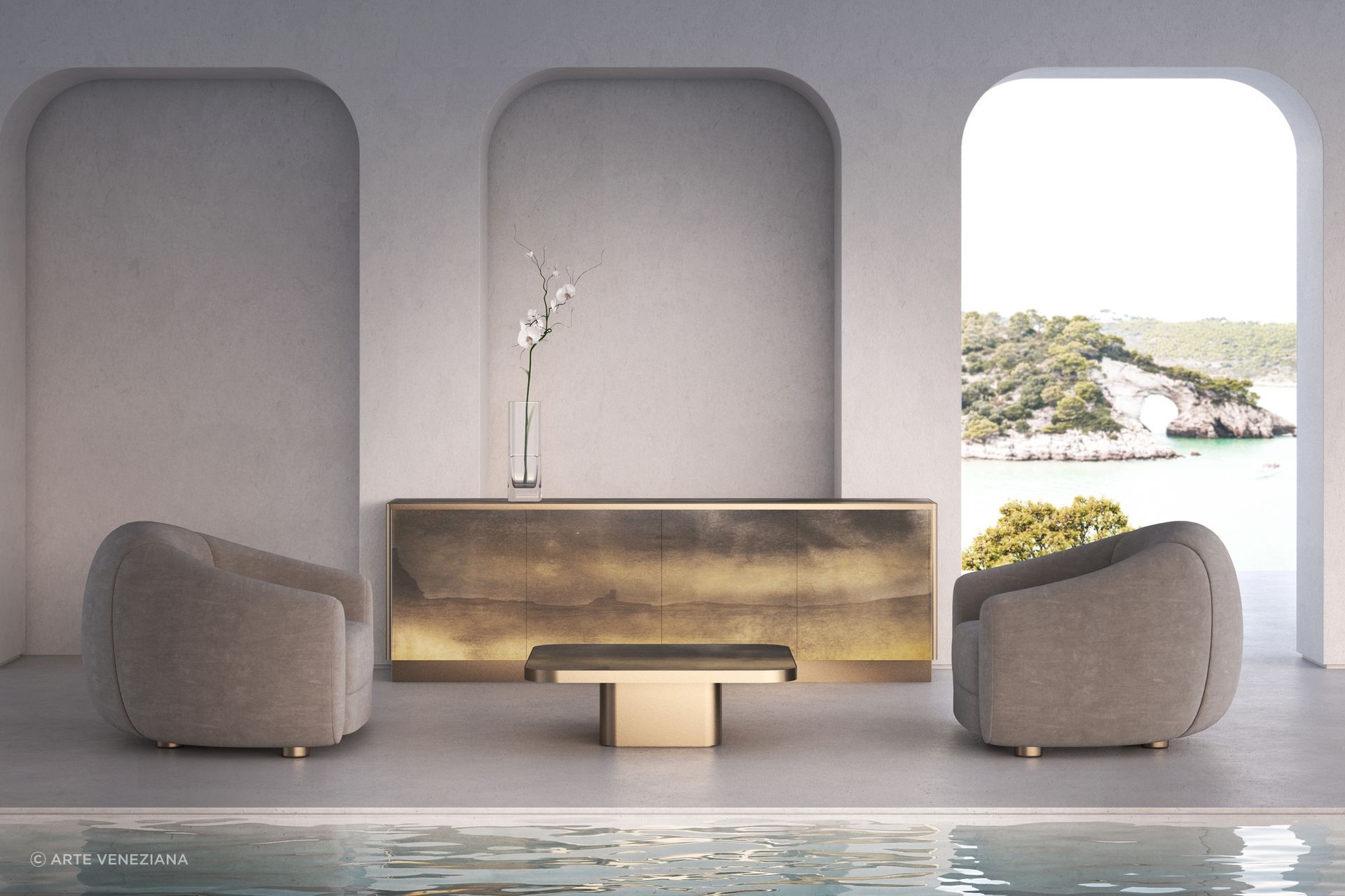 Peschici sideboard &amp; Manacore coffee table with Gargano finishing