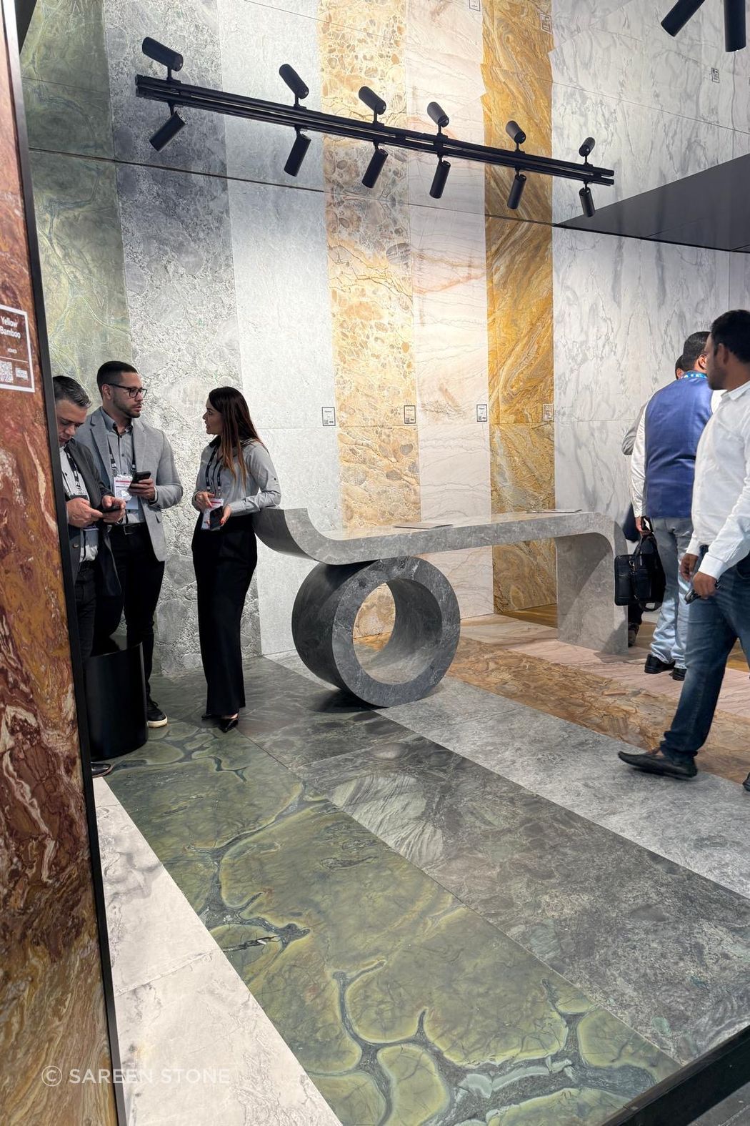 The range on display at Marmomac is incredible, from earthy greens and rich tobacco tones to soft neutrals. Each slab tells a different story, and seeing them at this scale helps you understand how they'll work in real spaces. This is where inspiration happens.