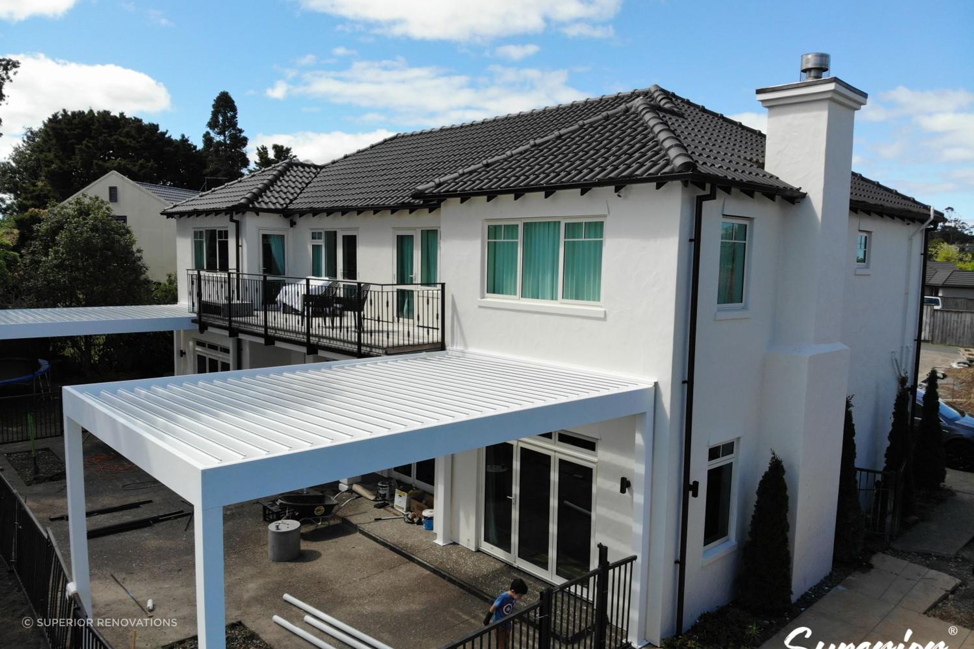 This pergola or Louvre was built to provide shade and to utilise the outdoor space for the clients to extend their living space.
